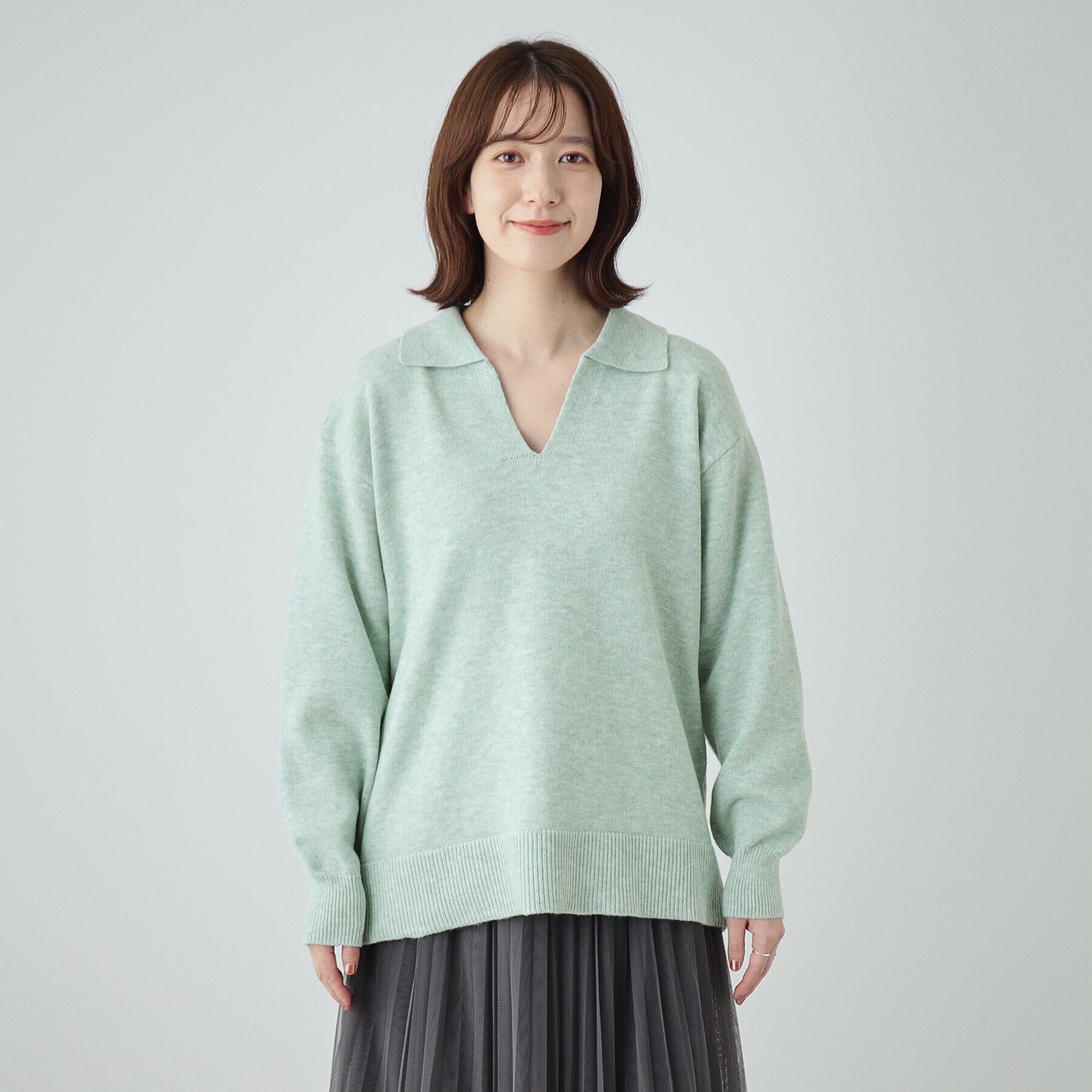 SHOO･LA･RUE「【S－LL】スキッパー衿付きニット」|ニット・セーター|