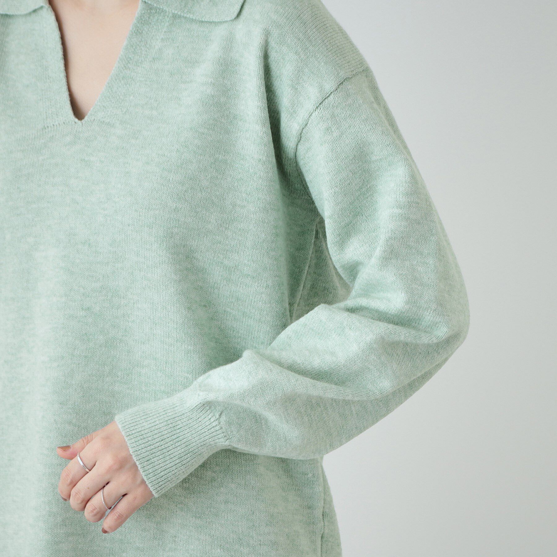 SHOO･LA･RUE「【S－LL】スキッパー衿付きニット」|ニット・セーター|