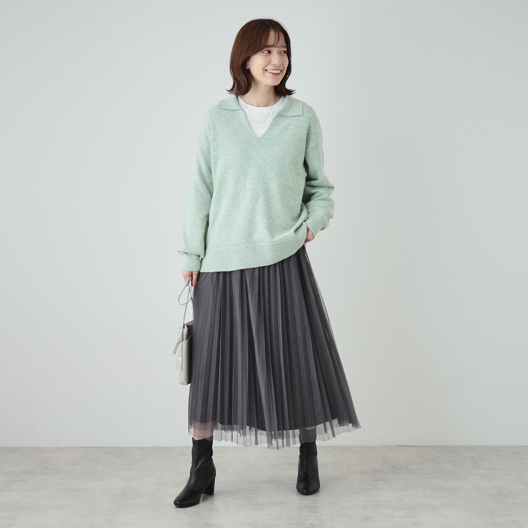 SHOO･LA･RUE「【S－LL】スキッパー衿付きニット」|ニット・セーター|