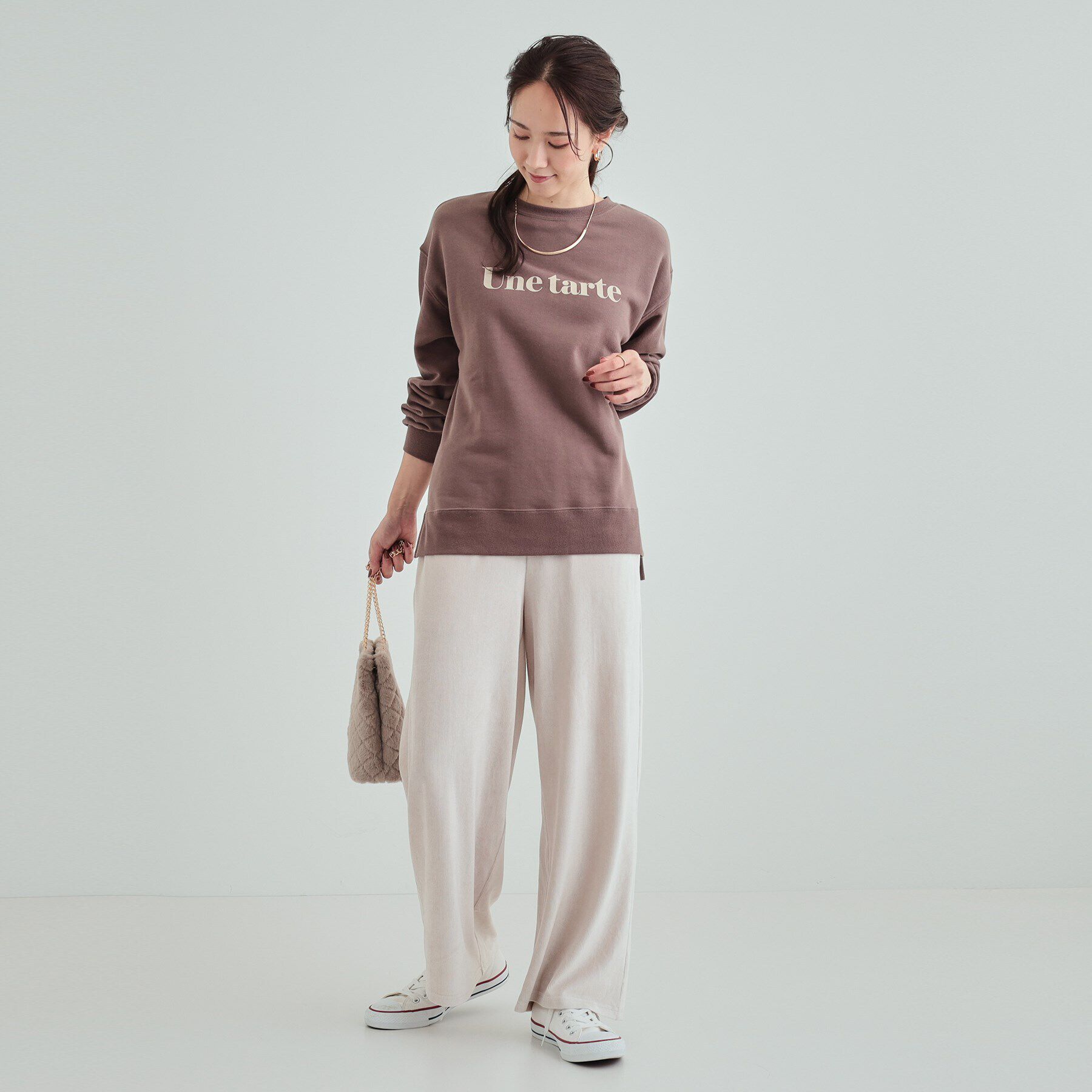 SHOO･LA･RUE「【S-LL】上品な光沢感 ベロアリブイージーパンツ」|その他|