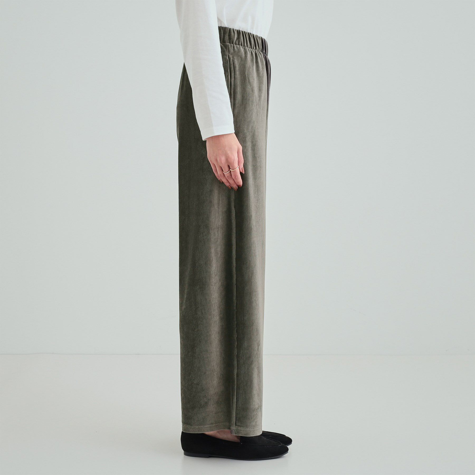 SHOO･LA･RUE「【S-LL】上品な光沢感 ベロアリブイージーパンツ」|その他|