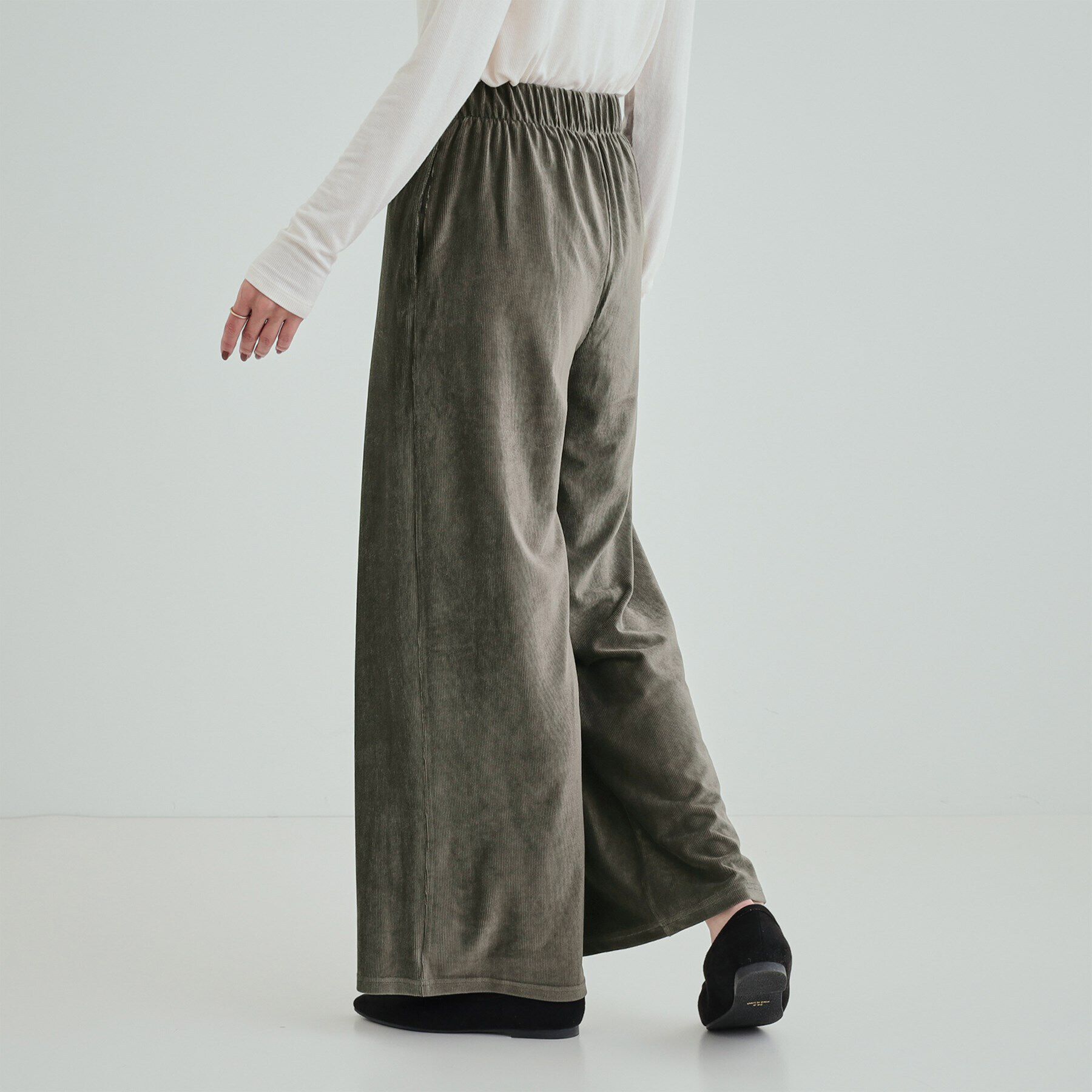 SHOO･LA･RUE「【S-LL】上品な光沢感 ベロアリブイージーパンツ」|その他|