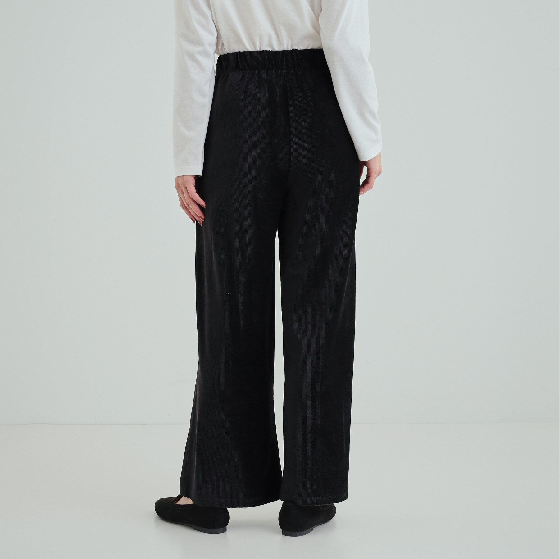 SHOO･LA･RUE「【S-LL】上品な光沢感 ベロアリブイージーパンツ」|その他|