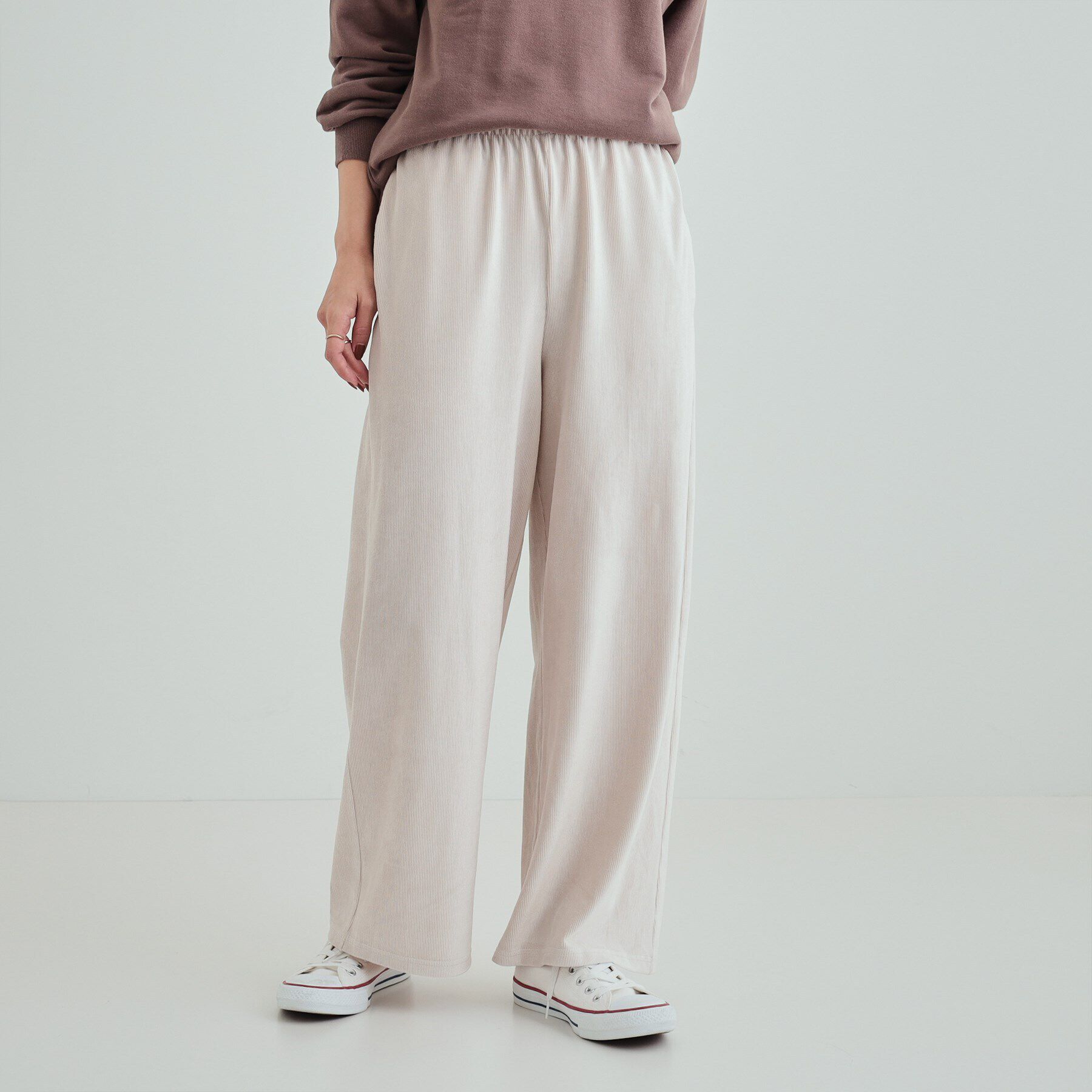 SHOO･LA･RUE「【S-LL】上品な光沢感 ベロアリブイージーパンツ」|その他|