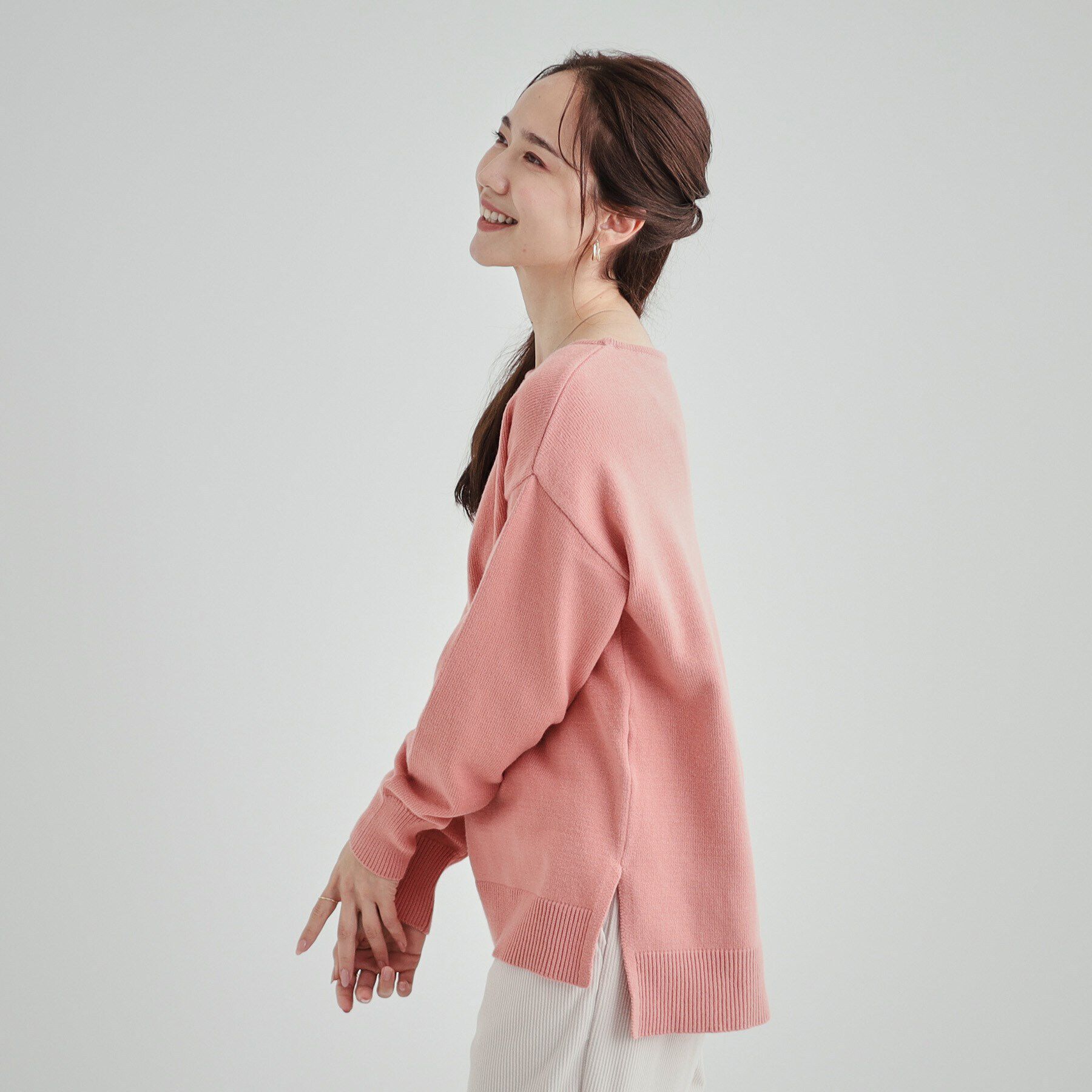 SHOO･LA･RUE「【S-LL/洗える/静電気軽減】アウトでも決まる もちもち ボートネック風ニット」|ニット・セーター|