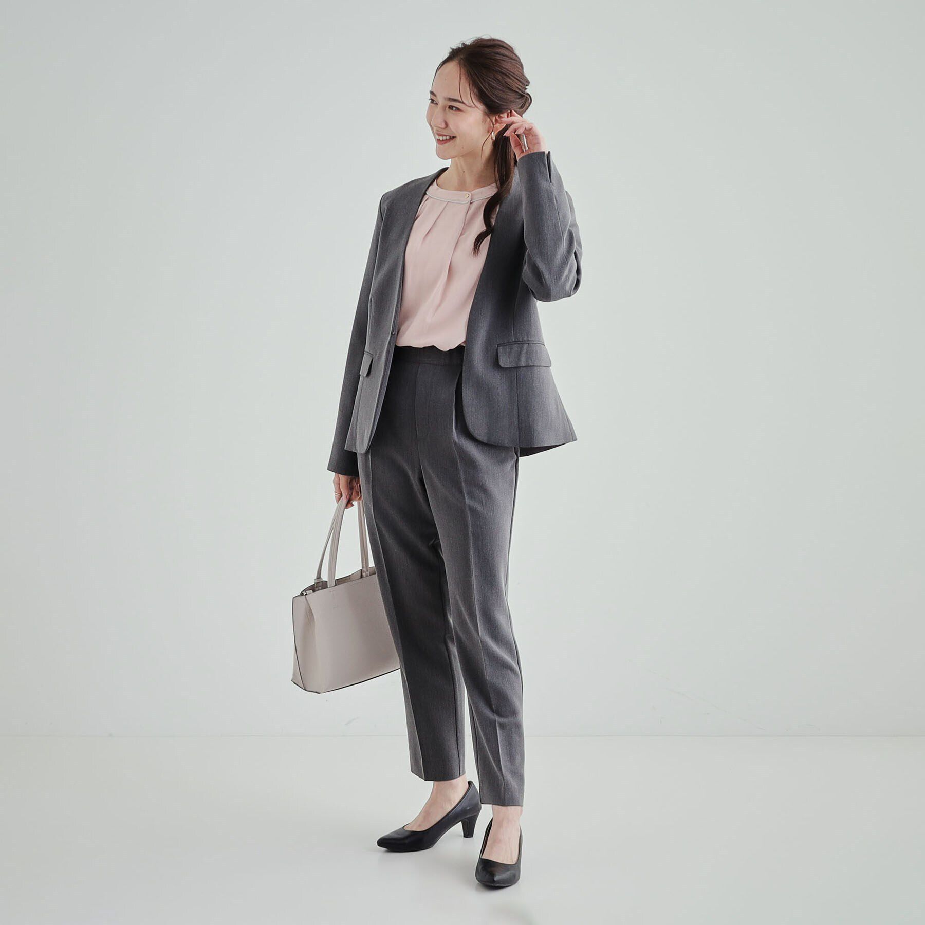 SHOO･LA･RUE「あったか裏地 配色バンドカラーブラウス【SHOO WARM】」|シャツ・ブラウス|