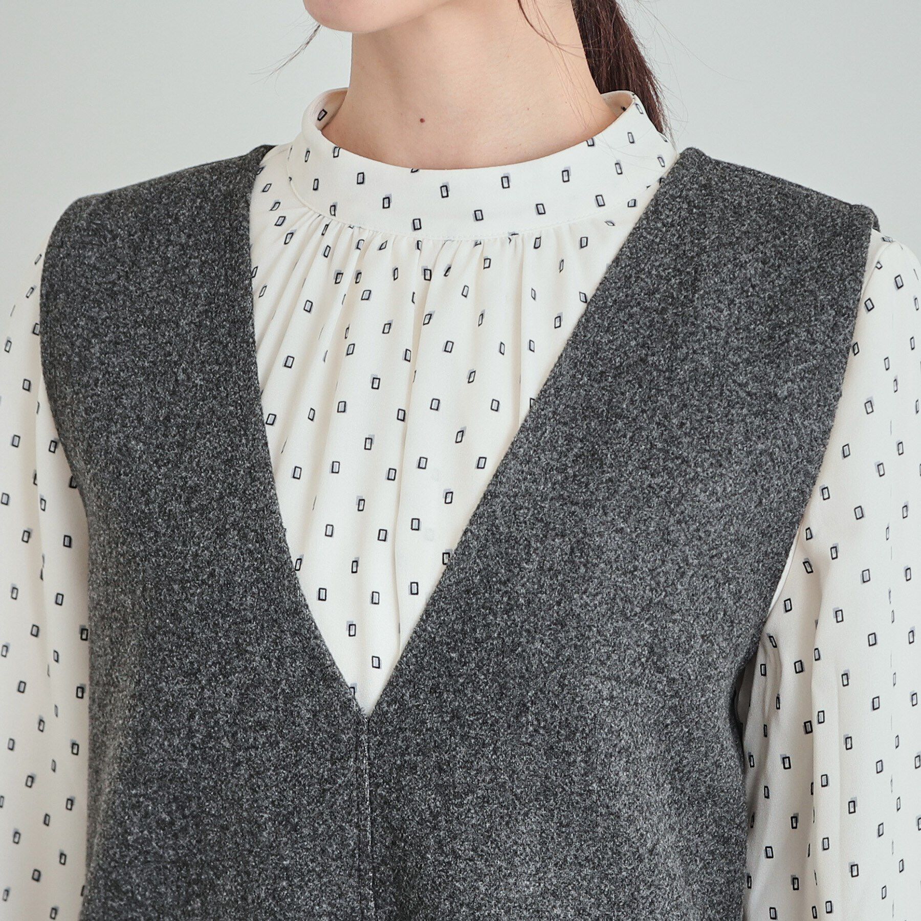 SHOO･LA･RUE「大人上品な ウール調Vネックジャンドレ」|ワンピース|