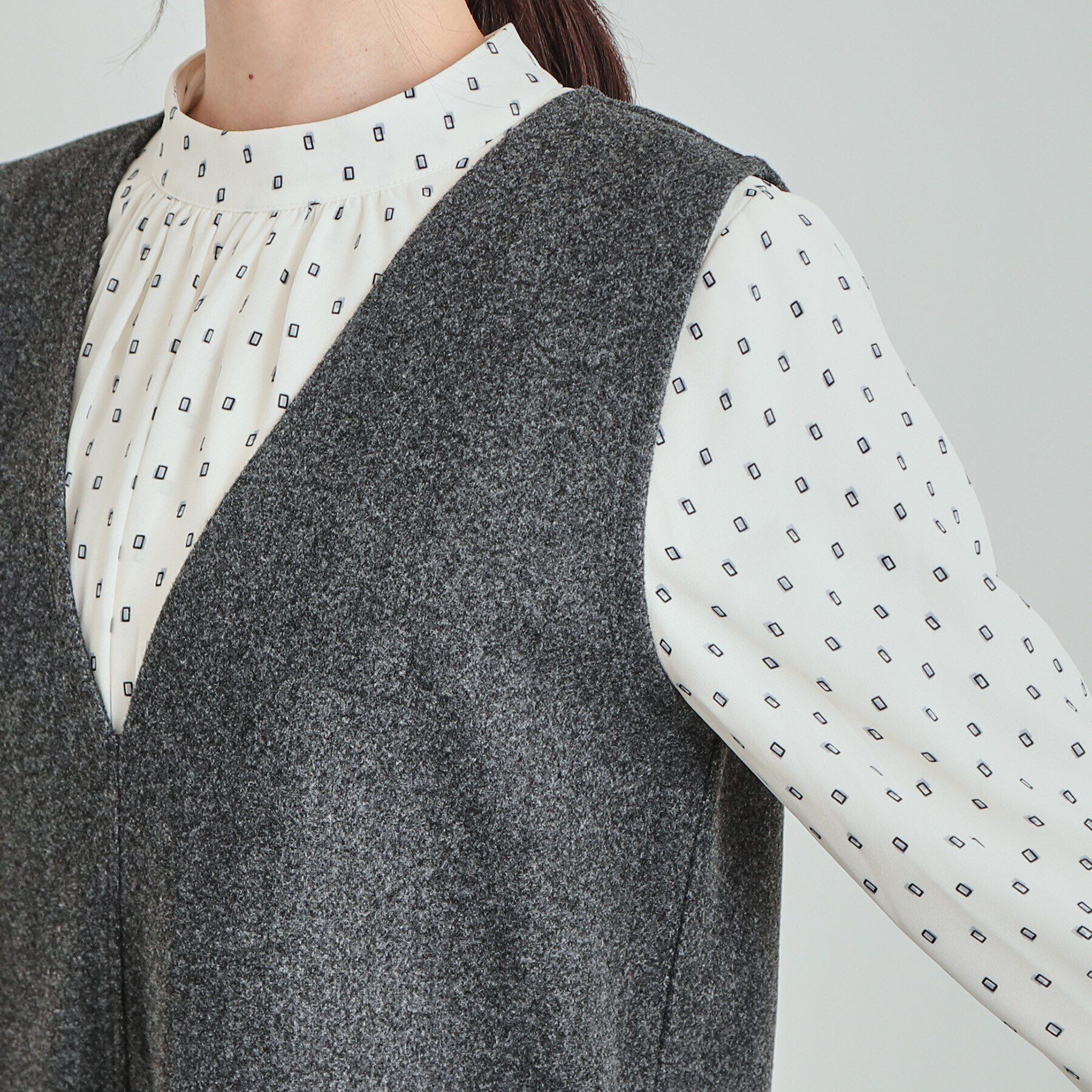 SHOO･LA･RUE「大人上品な ウール調Vネックジャンドレ」|ワンピース|