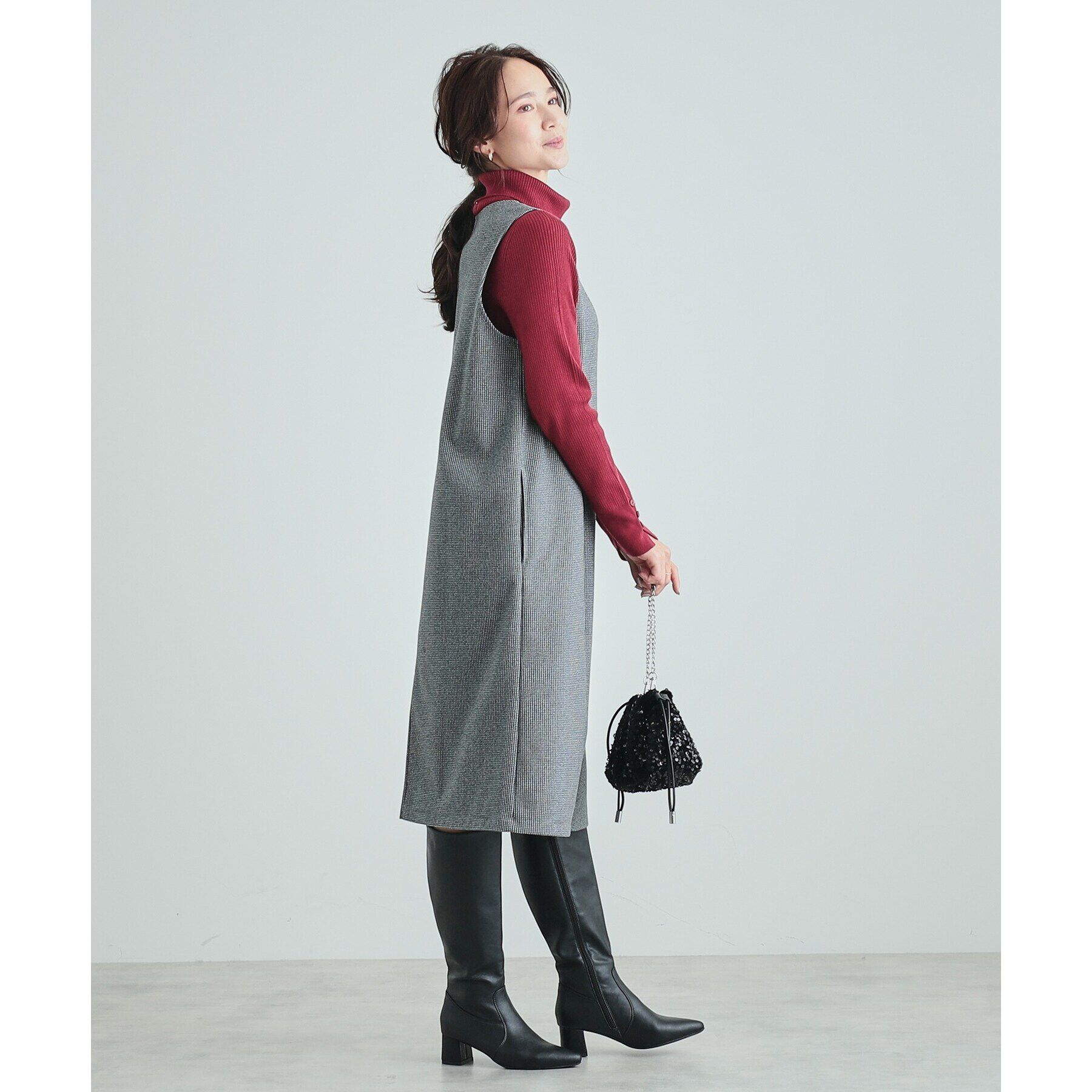 SHOO･LA･RUE「大人上品な ウール調Vネックジャンドレ」|ワンピース|