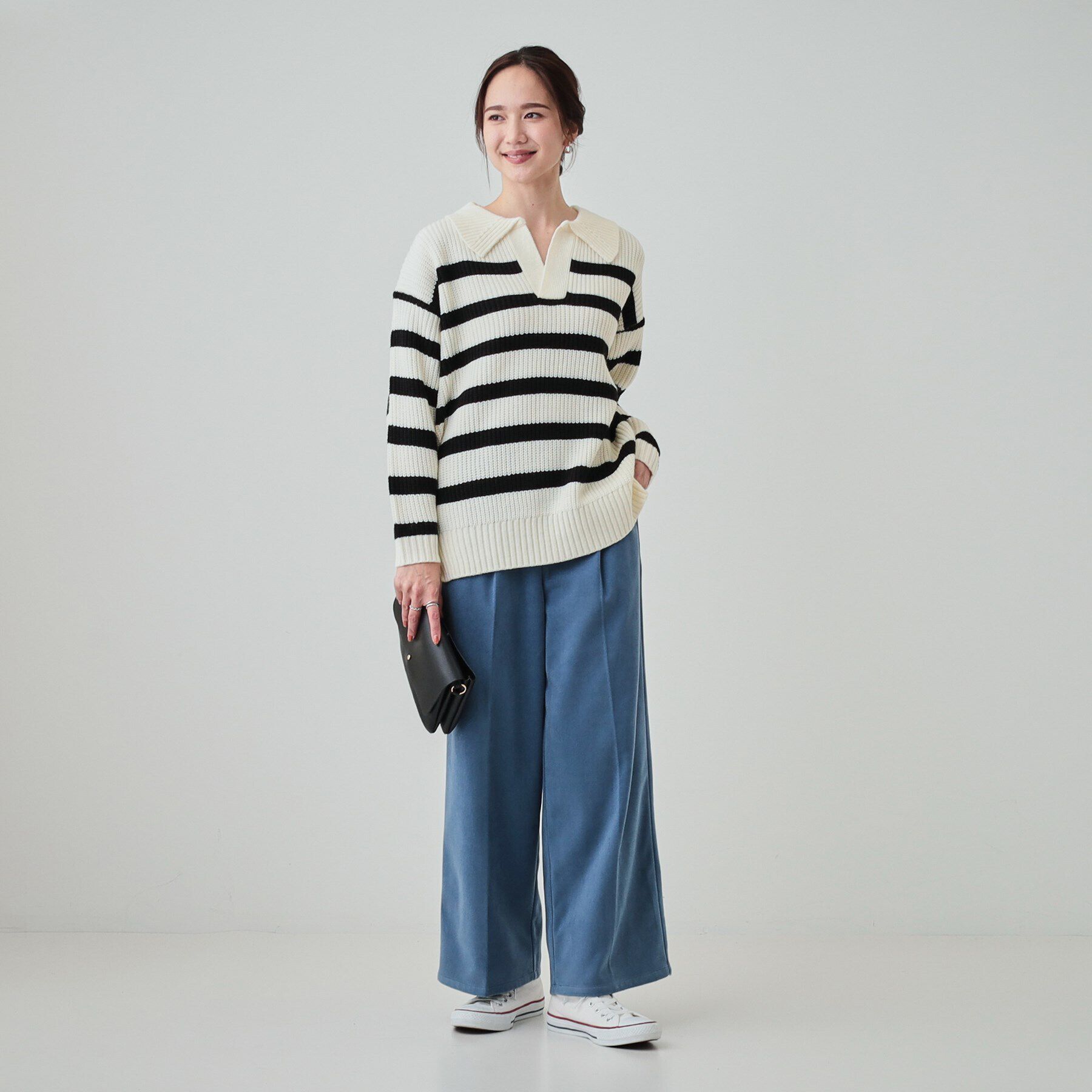 SHOO･LA･RUE「【S-LL】襟付きでこなれる 畦編みゆるニット」|ニット・セーター|