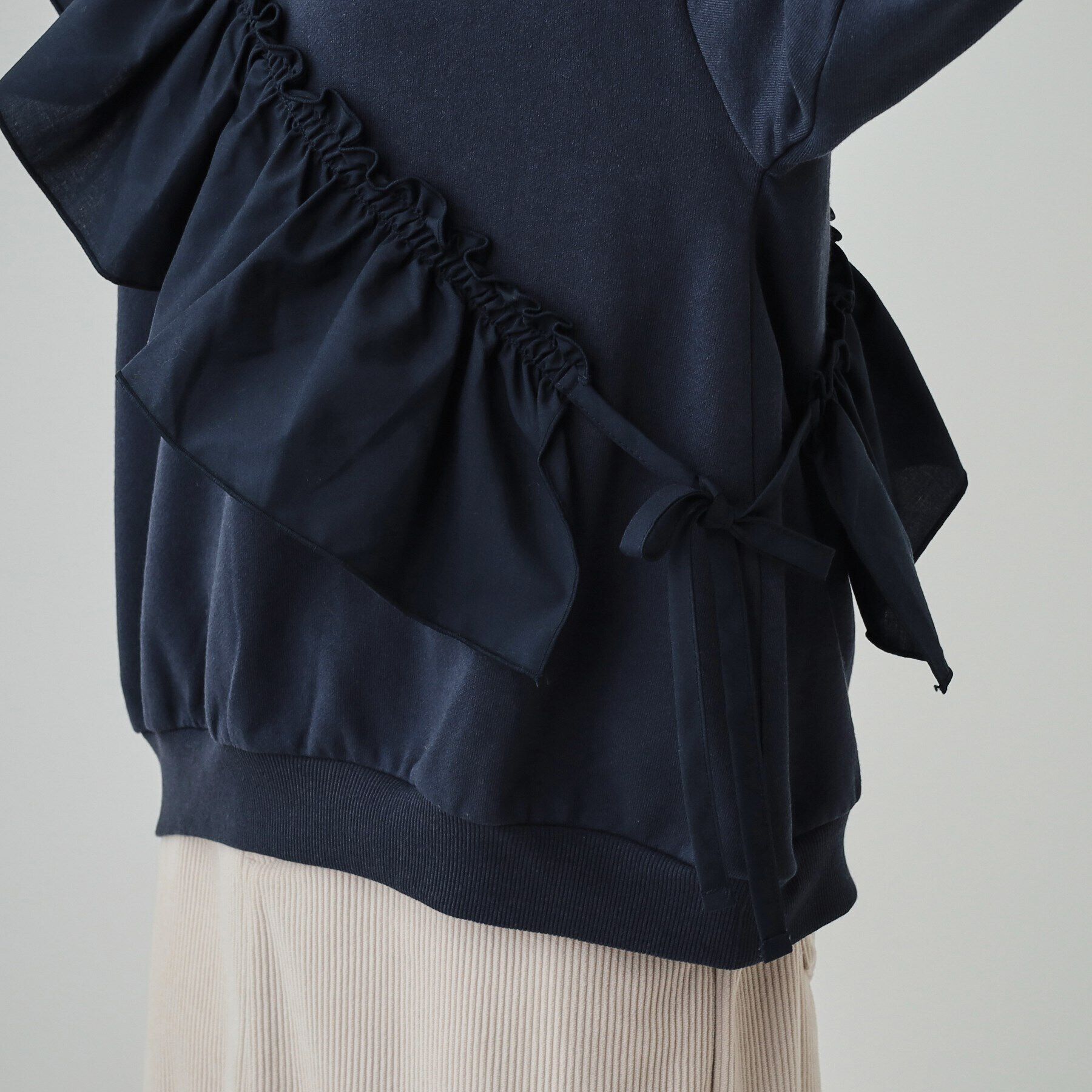 SHOO･LA･RUE「【S-LL】アシメフリル裏起毛スウェット」|パーカー|