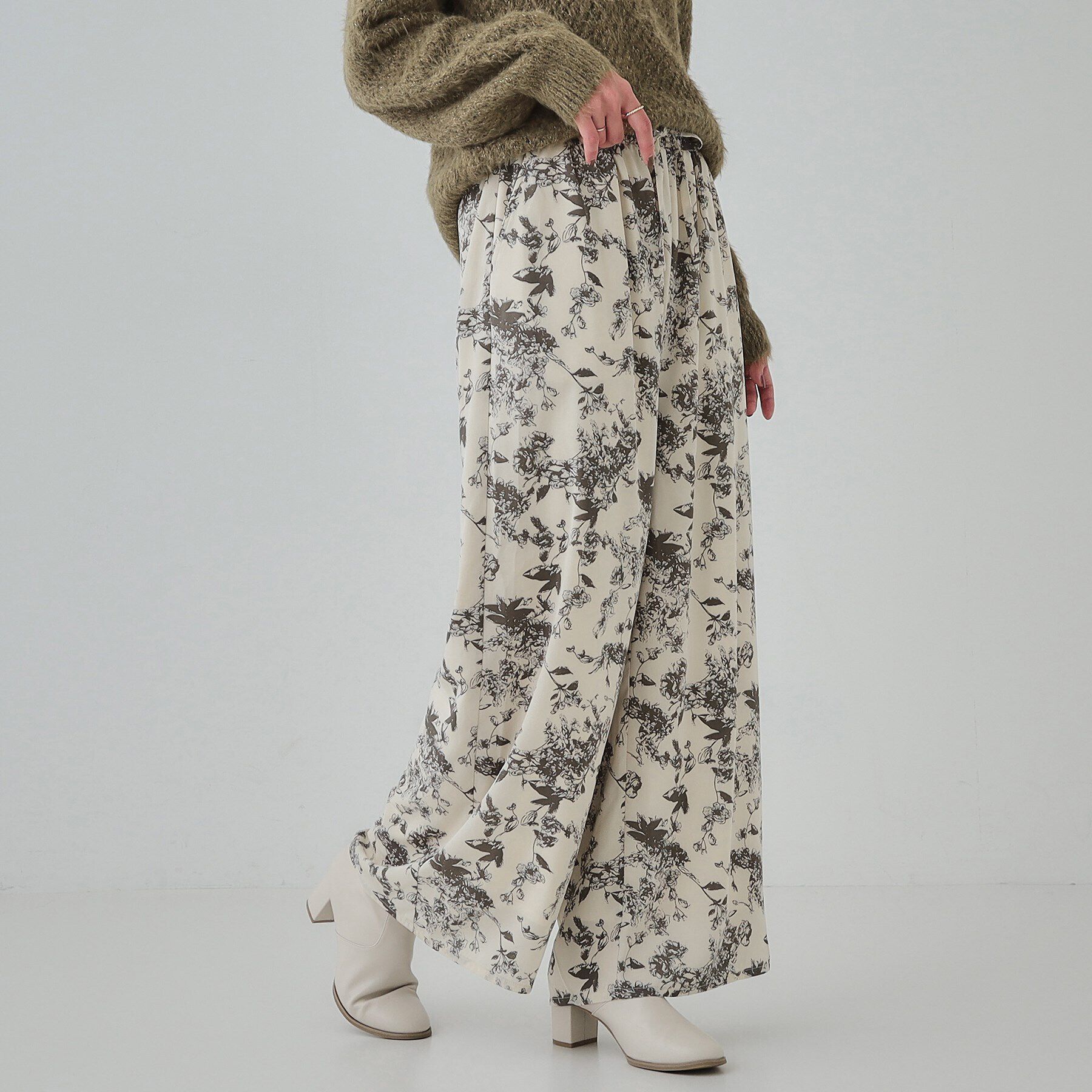 SHOO･LA･RUE「【あったか】裏フリース 柄アソートイージーパンツ」|その他|アイボリー(704)