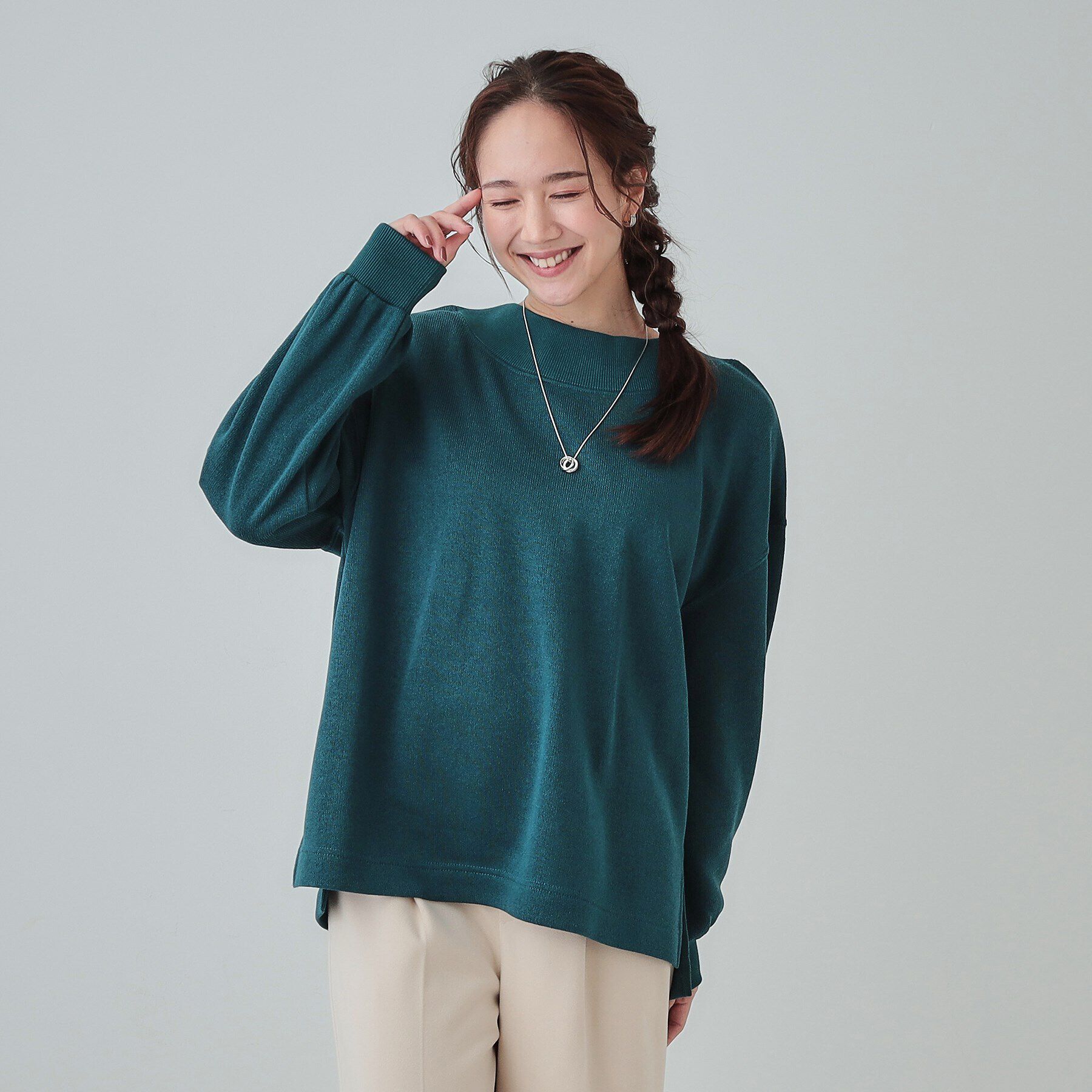 SHOO･LA･RUE「【S-LL】大人カジュアルに オフネックニットソー」|Tシャツ・カットソー|