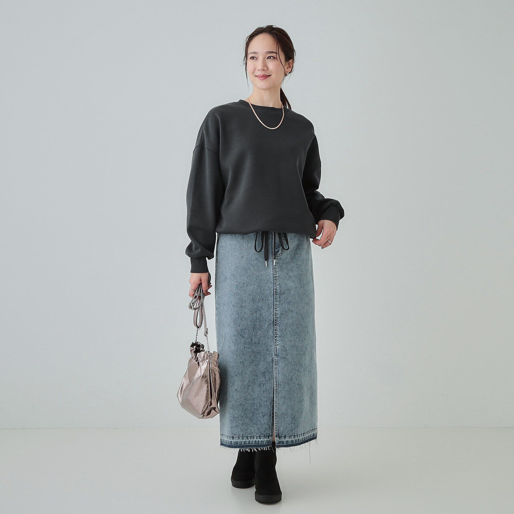 SHOO･LA･RUE「【S-LL】あったか裏毛 裾ドロストスウェット」|Tシャツ・カットソー|