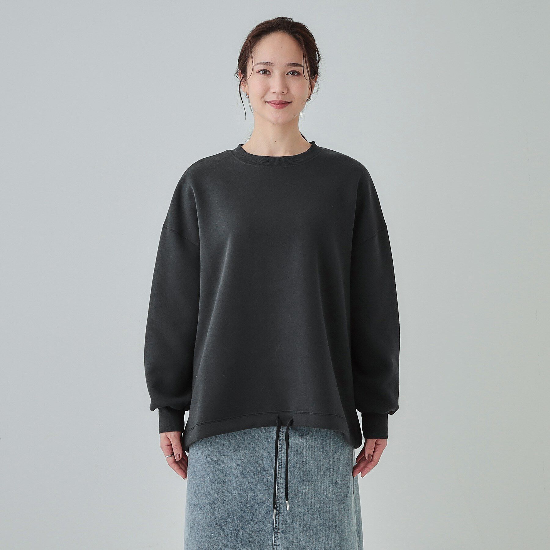 SHOO･LA･RUE「【S-LL】あったか裏毛 裾ドロストスウェット」|Tシャツ・カットソー|