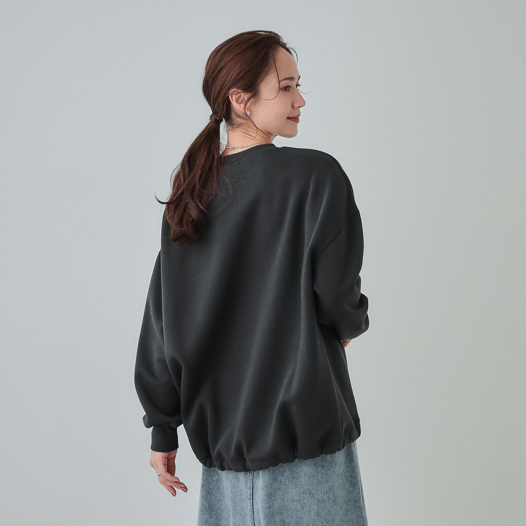 SHOO･LA･RUE「【S-LL】あったか裏毛 裾ドロストスウェット」|Tシャツ・カットソー|