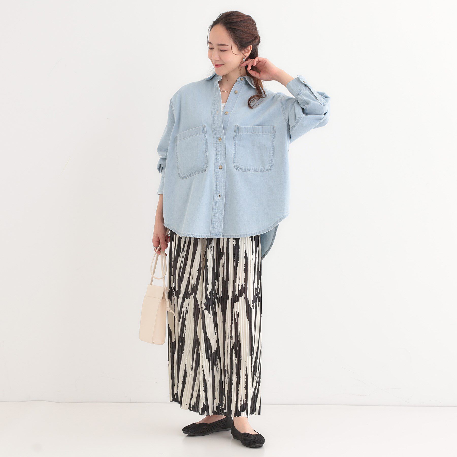 SHOO･LA･RUE「【洗える/S-LL】BIGポケット オーバーサイズデニムシャツ」|シャツ・ブラウス|