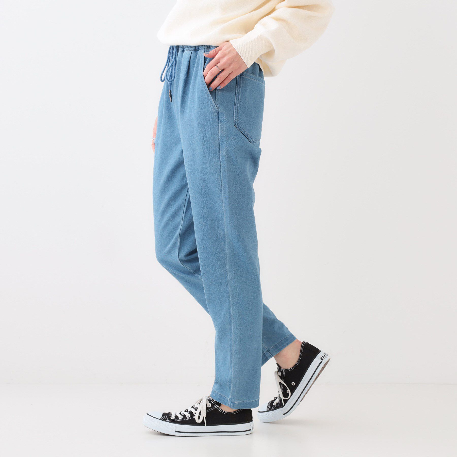 SHOO･LA･RUE「【洗える/SS-3L/美脚シルエット】アクティブ派のデニム イージーテーパードパンツ」|その他|