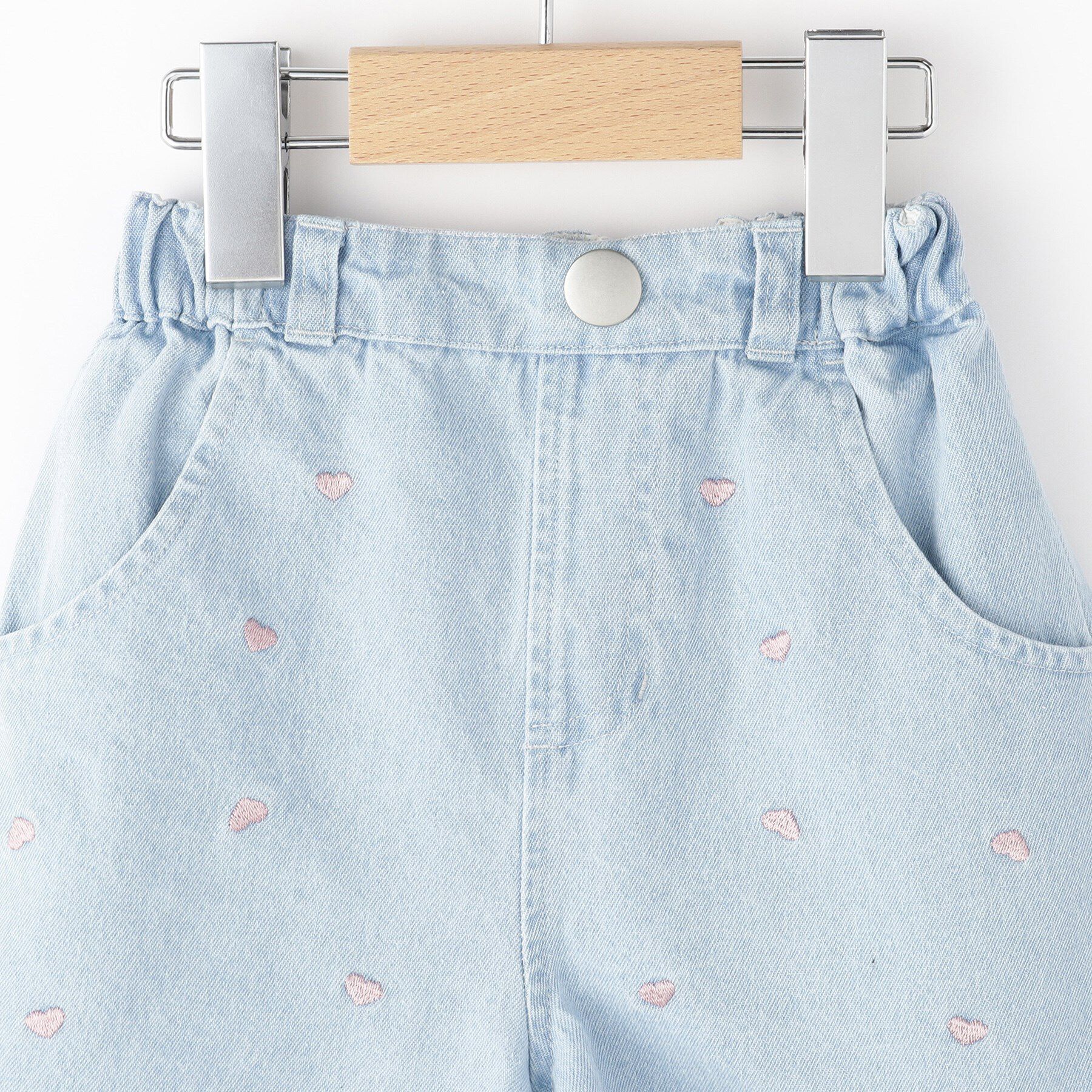 SHOO･LA･RUE「【100-150cm/洗える/姉妹リンクにも】ハート刺繍にキュンとする　デニムショートパンツ」|その他|