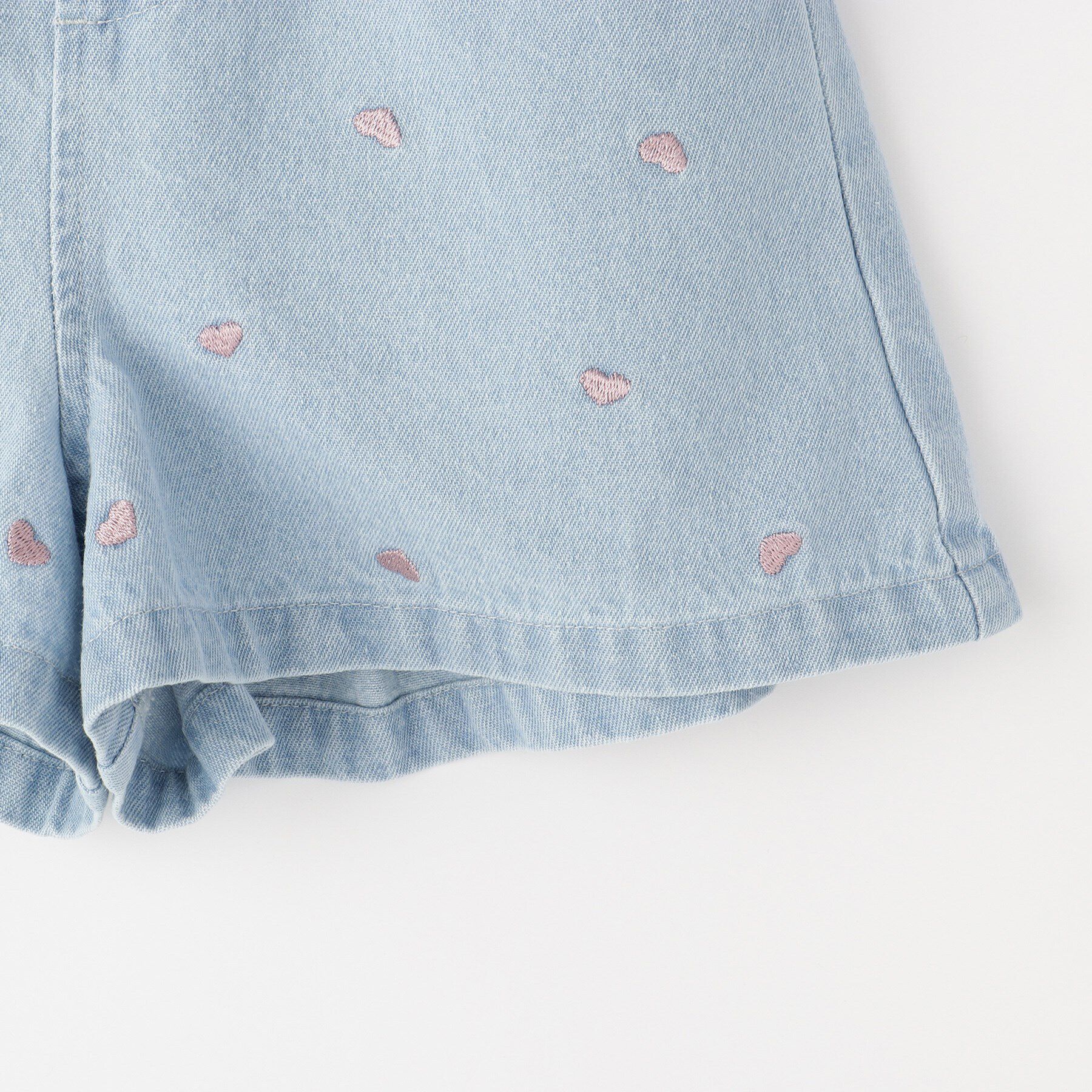 SHOO･LA･RUE「【100-150cm/洗える/姉妹リンクにも】ハート刺繍にキュンとする　デニムショートパンツ」|その他|