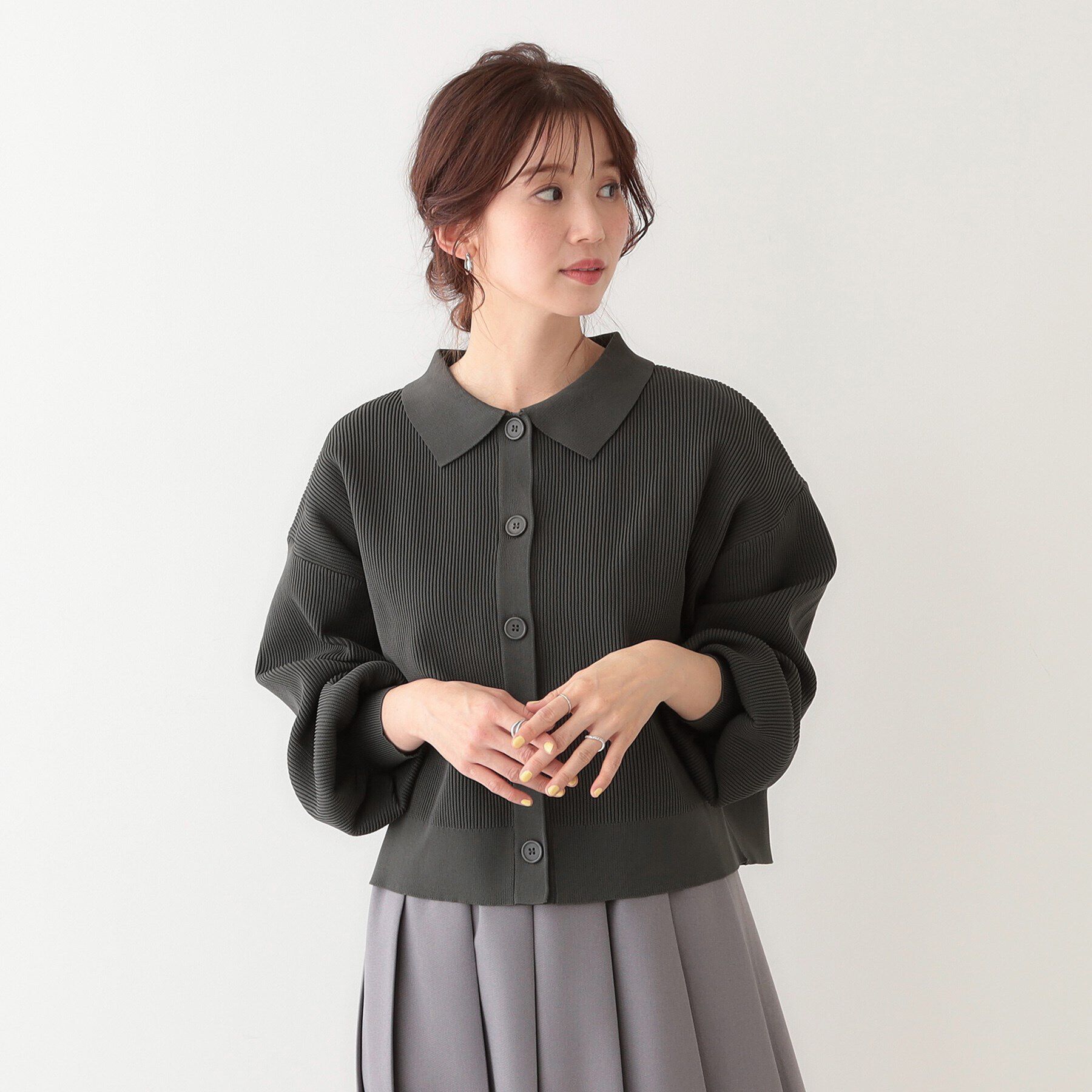 SHOO･LA･RUE「着こなしいろいろ 襟付きスポンディッシュニットカーディガン」|カーディガン|