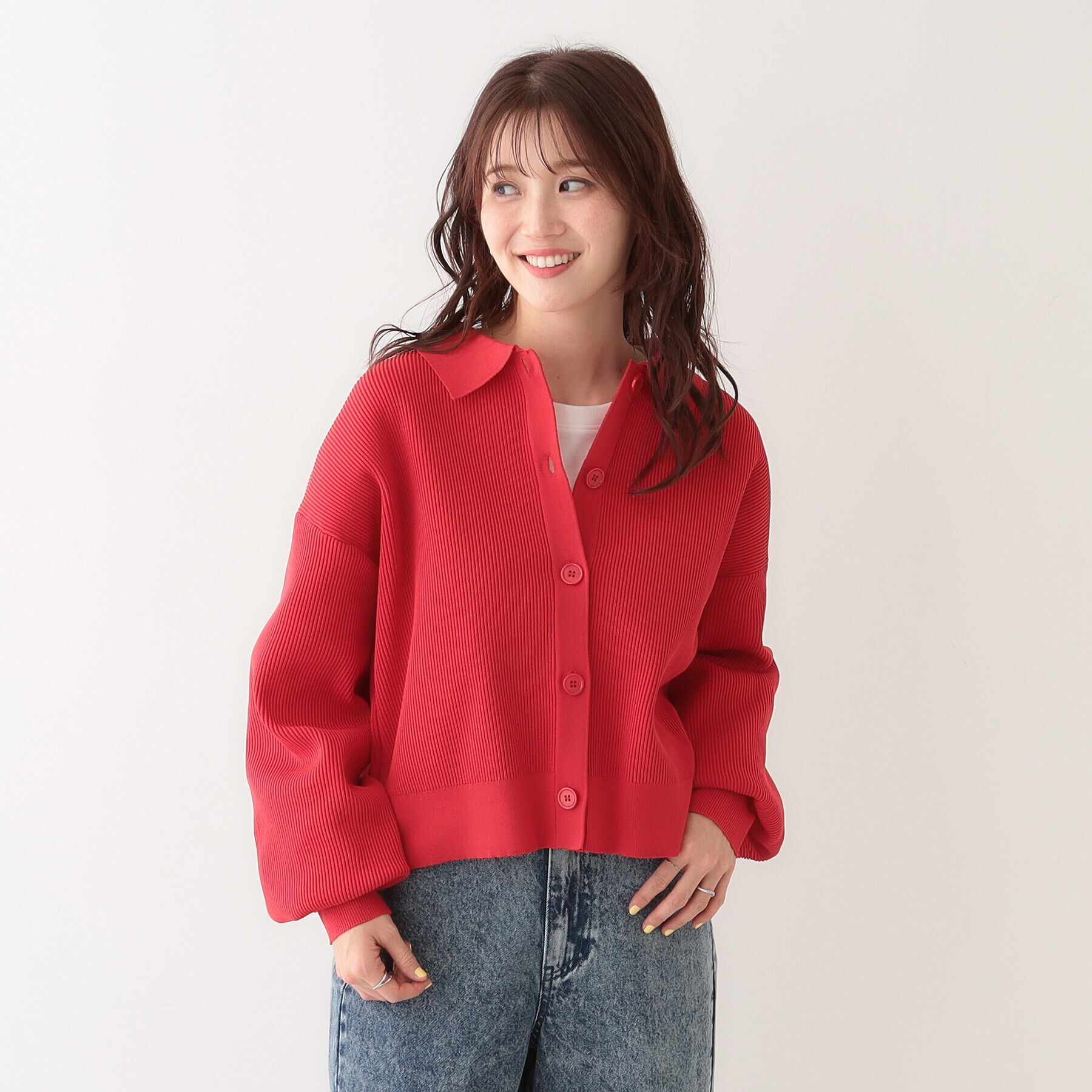 SHOO･LA･RUE「着こなしいろいろ 襟付きスポンディッシュニットカーディガン」|カーディガン|