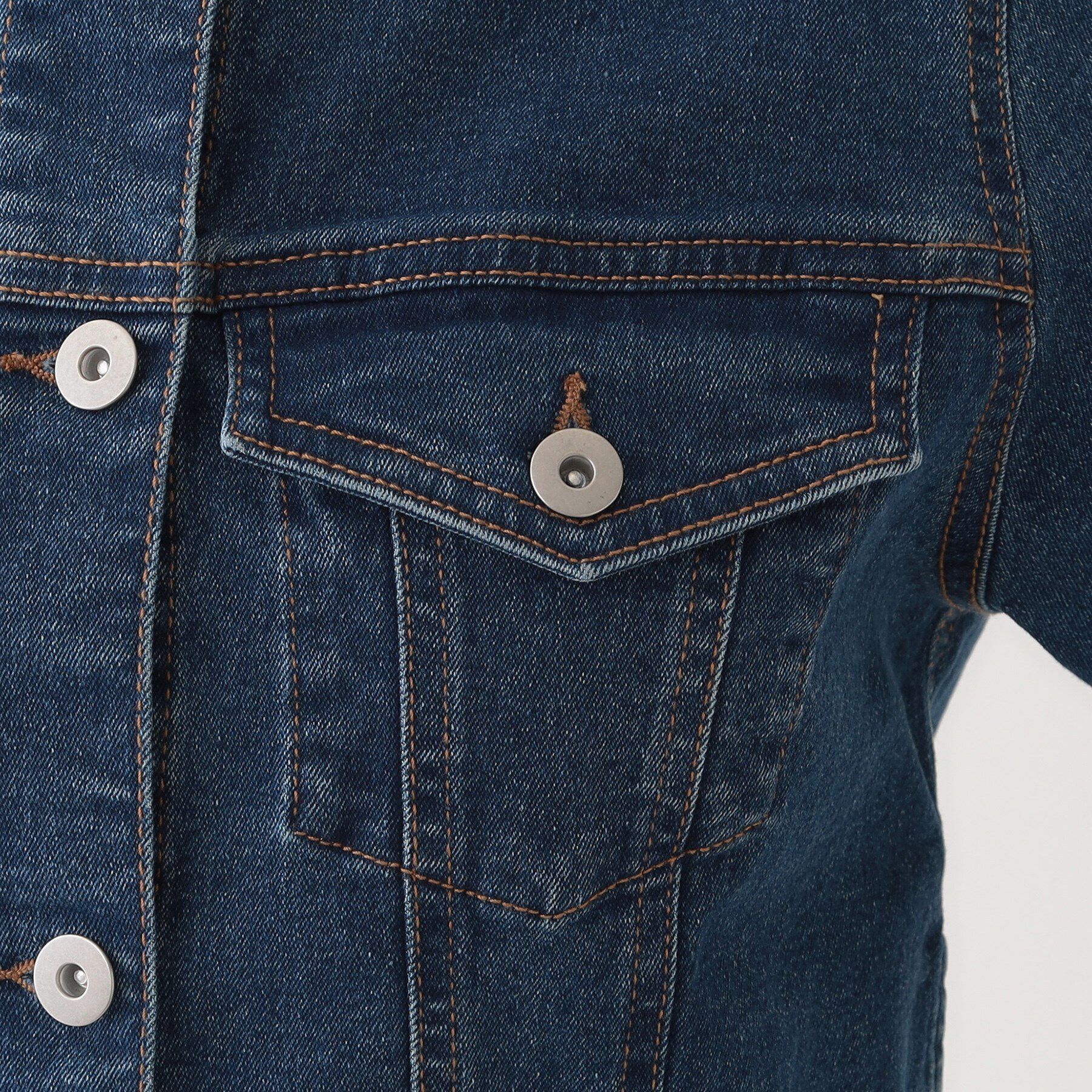 SHOO･LA･RUE「【S-LL】大人のための ノーカラーデニムジャケット」|デニムジャケット|