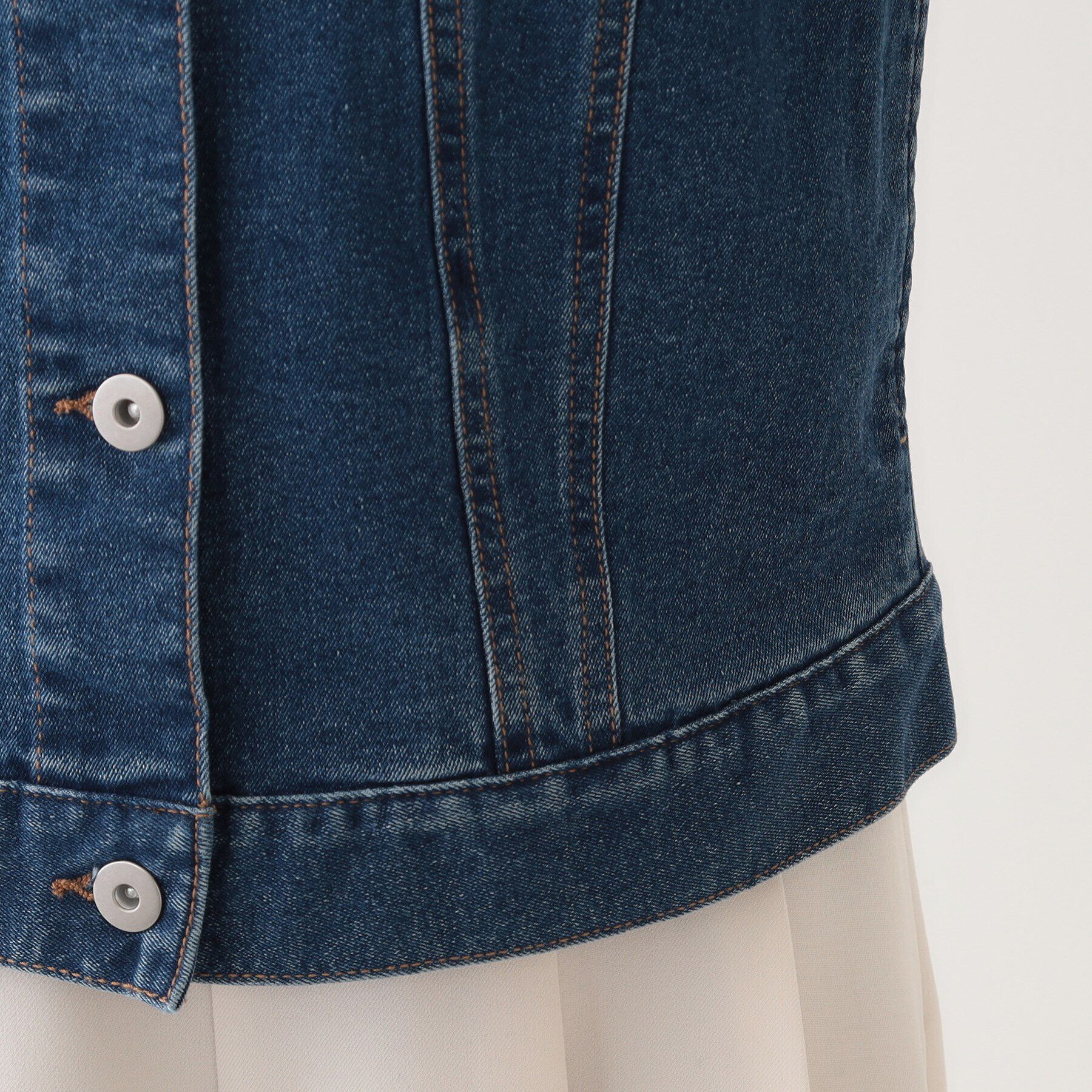 SHOO･LA･RUE「【S-LL】大人のための ノーカラーデニムジャケット」|デニムジャケット|