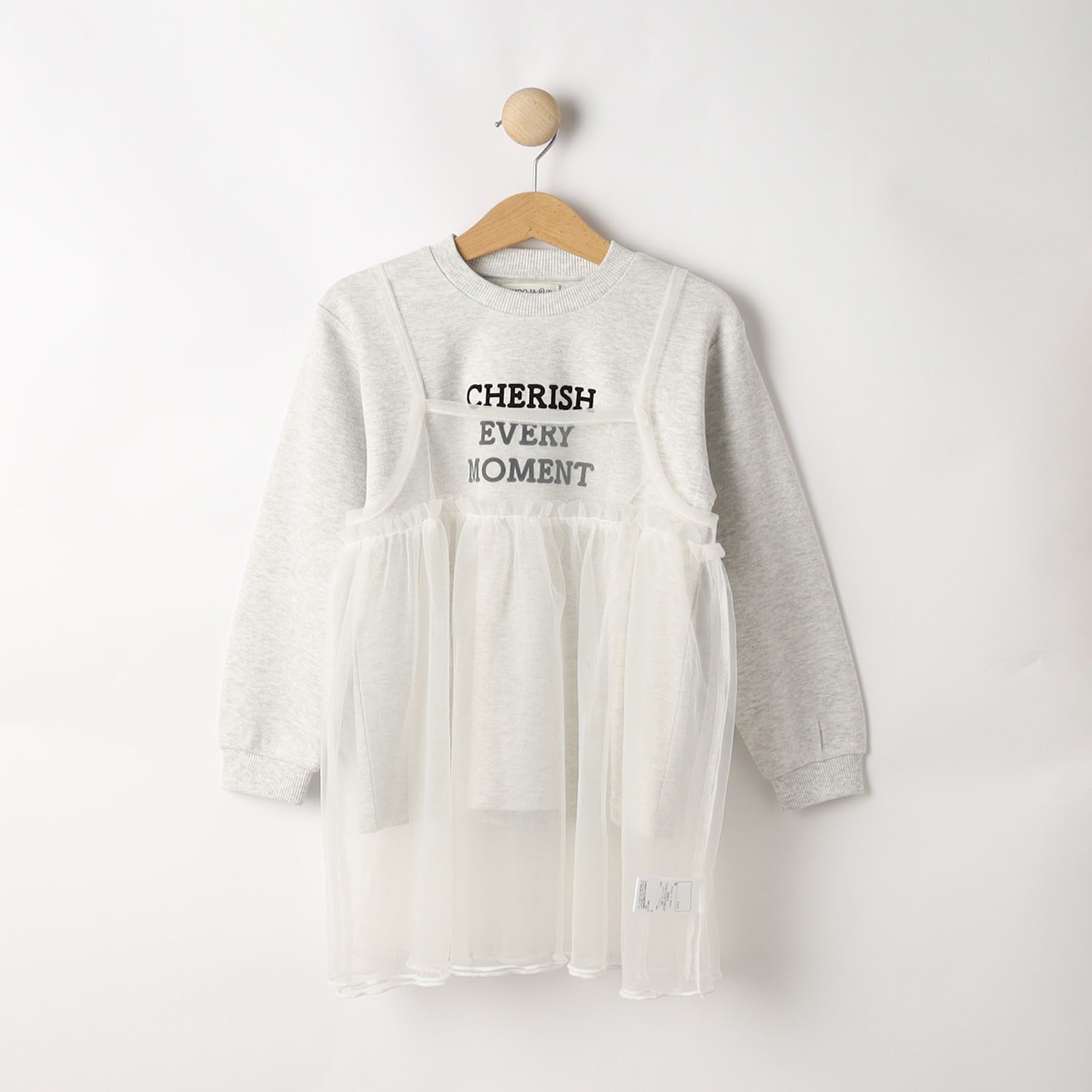 SHOO･LA･RUE「【100-150cm/洗える/2点セット】大人顔負け ロゴロンT＋チュールキャミ」|その他|アイボリー(004)