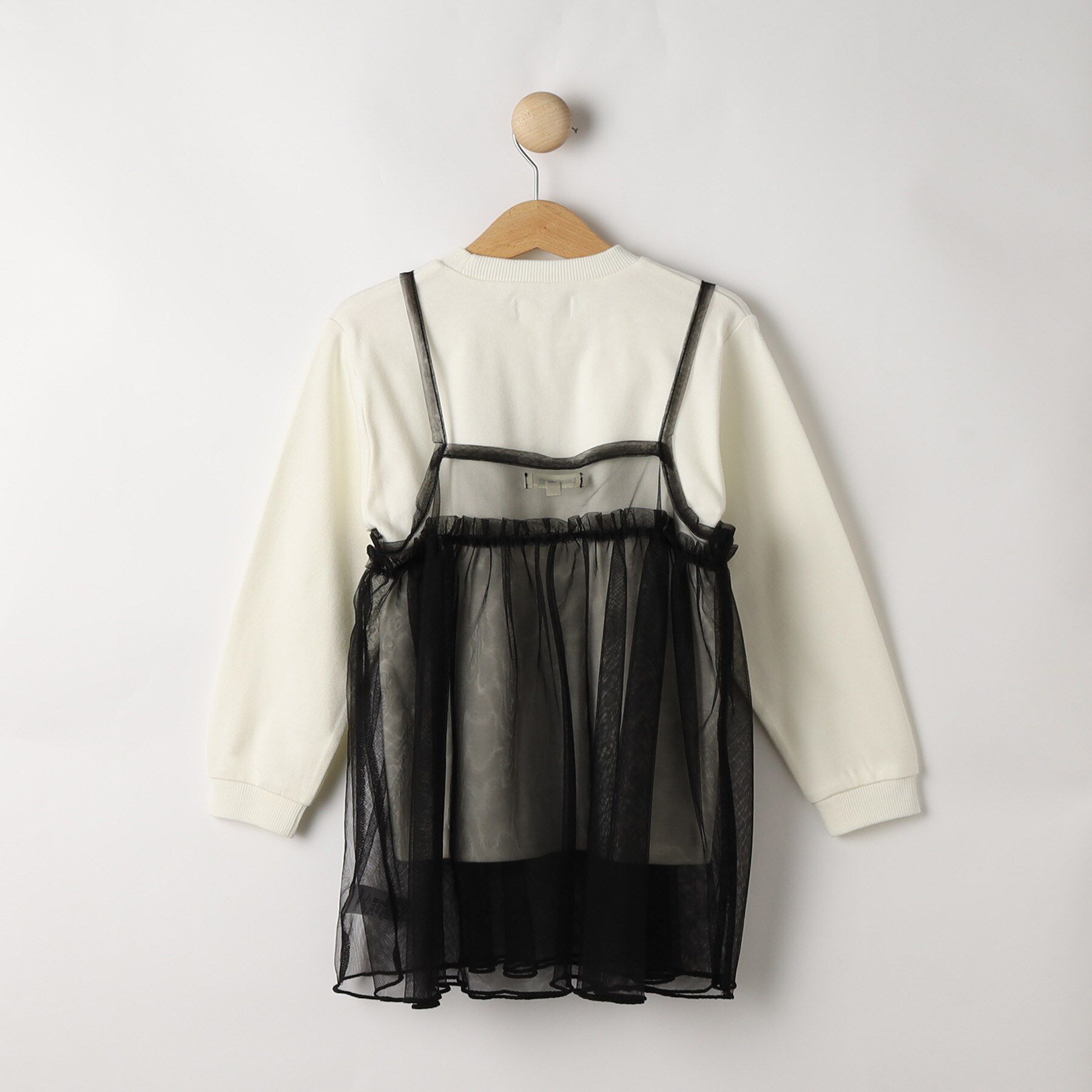 SHOO･LA･RUE「【100-150cm/洗える/2点セット】大人顔負け ロゴロンT＋チュールキャミ」|その他|