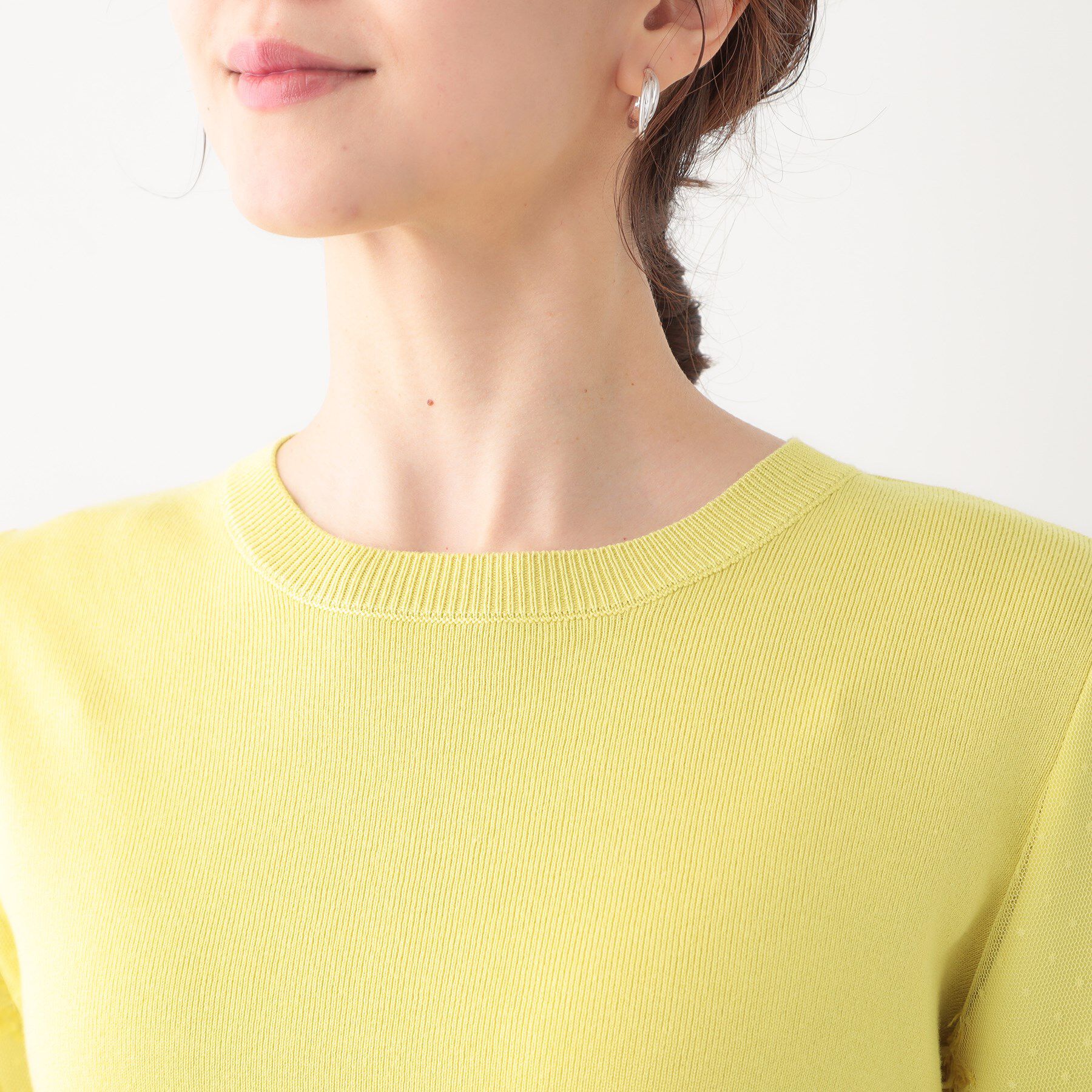 SHOO･LA･RUE「【S-LL】1枚で華やかになる お袖レースドッキングニット」|ニット・セーター|