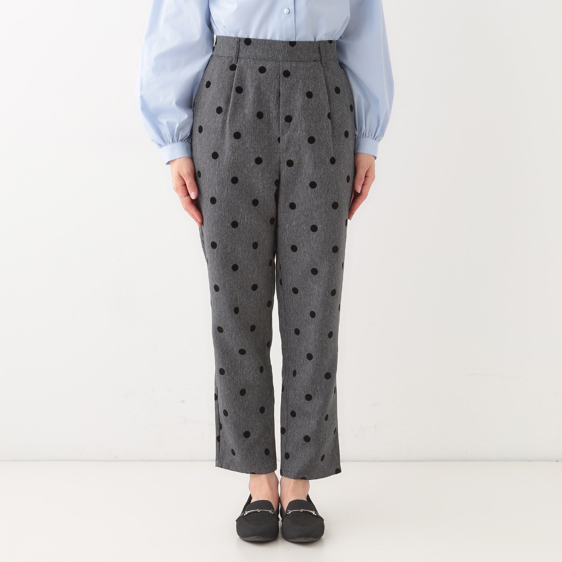 SHOO･LA･RUE「【S-LL】華やかさ引き立つ フロッキードット柄 テーパードパンツ」|その他|