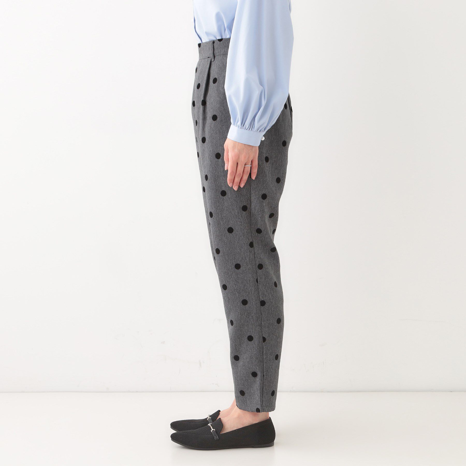 SHOO･LA･RUE「【S-LL】華やかさ引き立つ フロッキードット柄 テーパードパンツ」|その他|