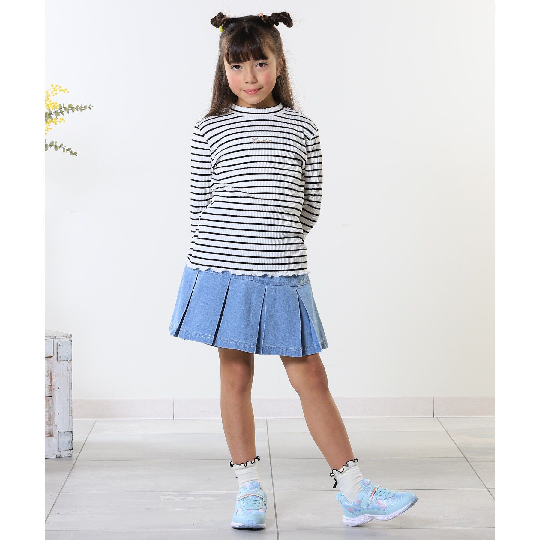 SHOO･LA･RUE「【100-150cm】刺繍ロゴ使いリブロンT」|Tシャツ・カットソー|