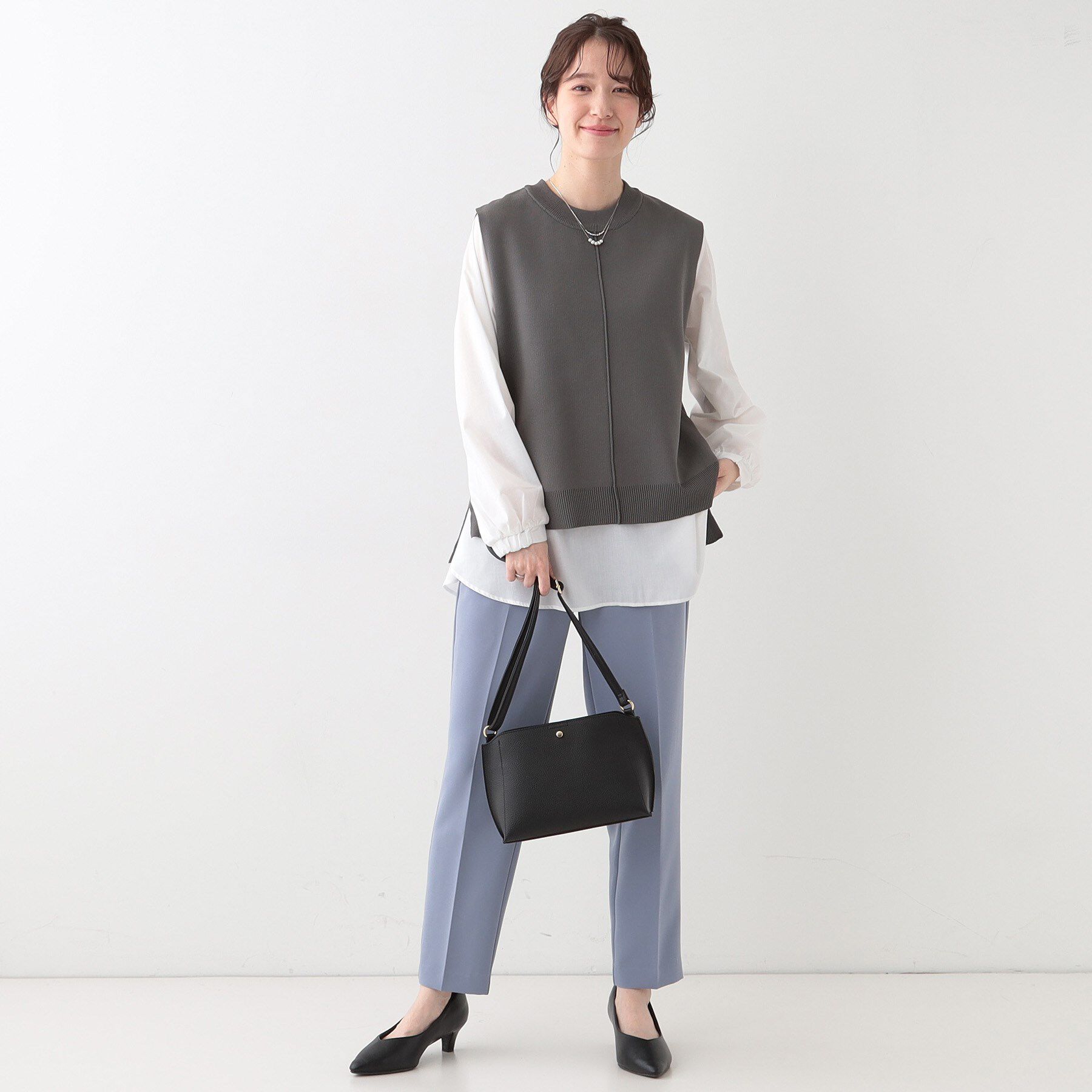 SHOO･LA･RUE「【S-LL/2点セット】着回し自在 ニットベスト＋フレアブラウス」|その他|