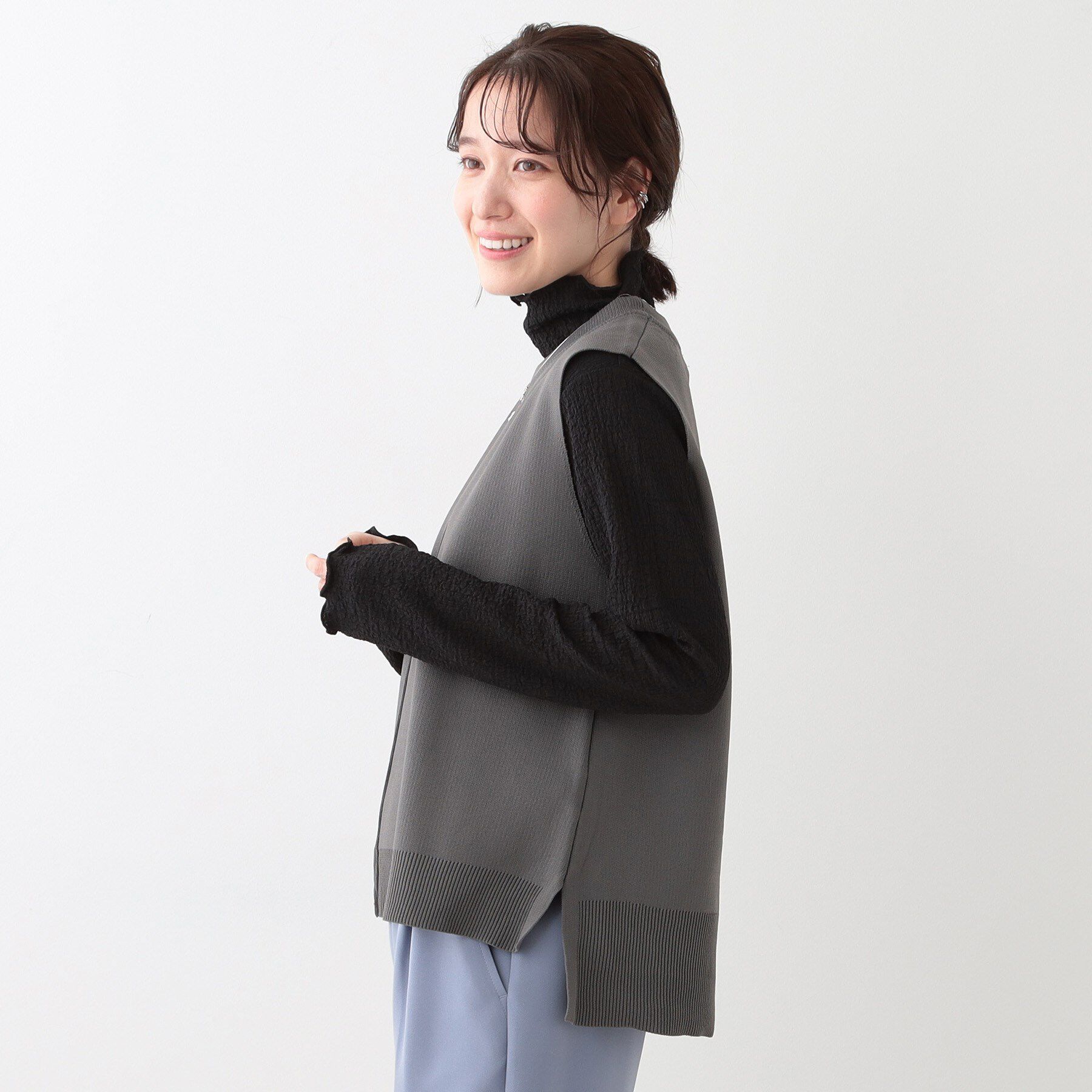 SHOO･LA･RUE「【S-LL/2点セット】着回し自在 ニットベスト＋フレアブラウス」|その他|