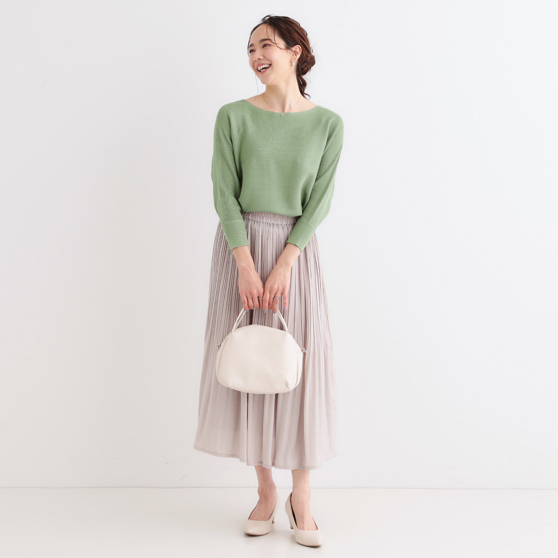 SHOO･LA･RUE「カジュアルにもきれいめにも ガーター編み 7分袖ドルマンニット」|ニット・セーター|