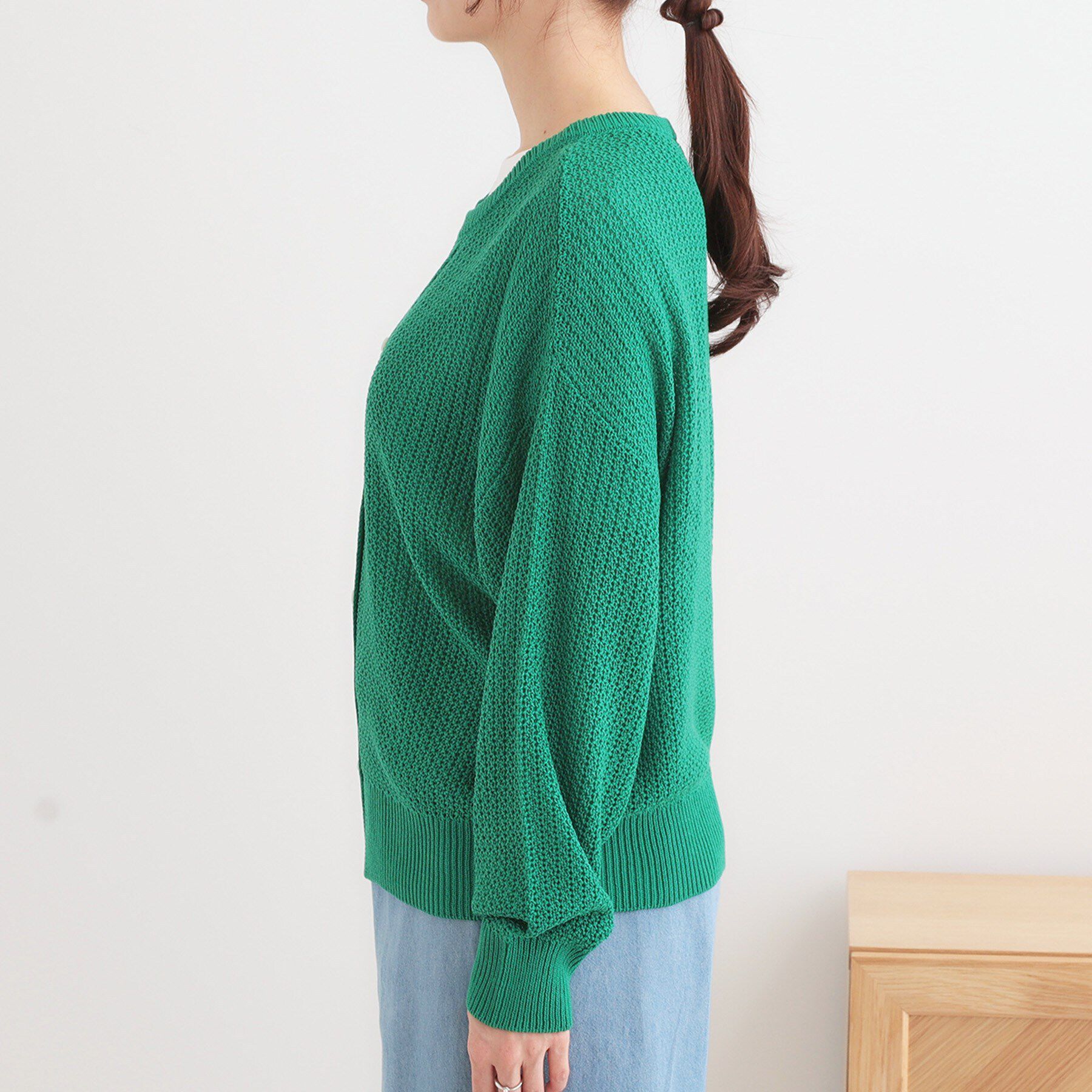 SHOO･LA･RUE「【洗える】ざっくり編みが大人かわいい キーネックカーディガン」|カーディガン|