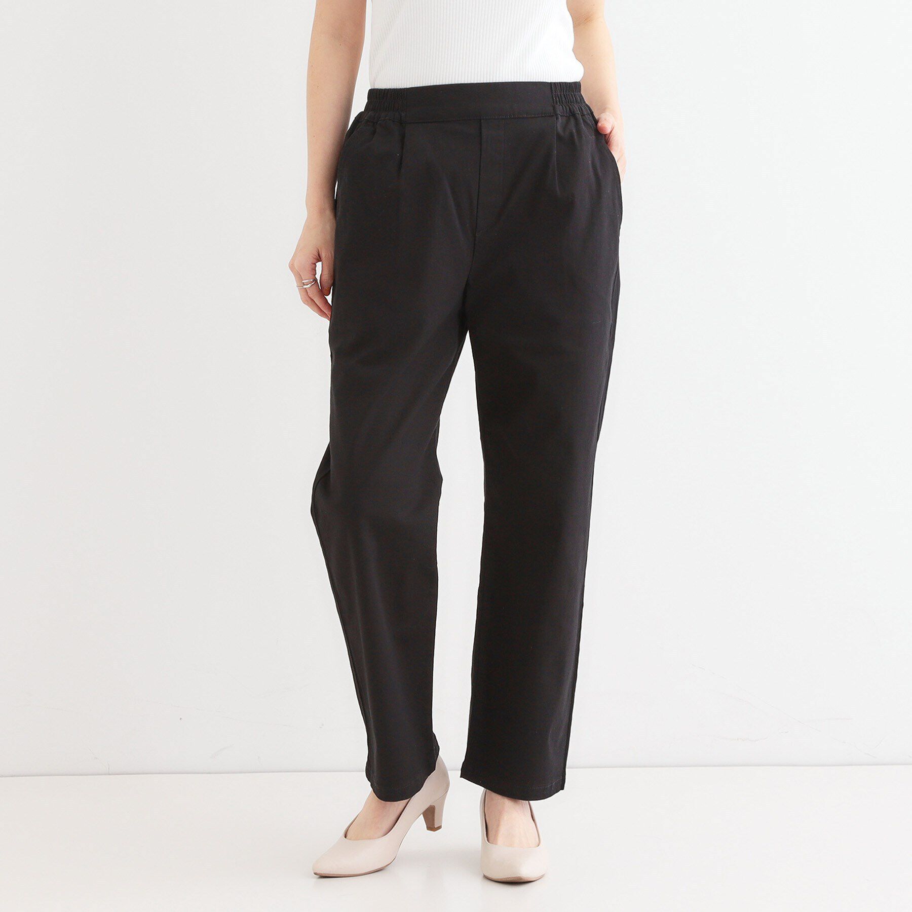 SHOO･LA･RUE「【洗える/S-3L】ストレッチで楽な穿き心地 綿イージーストレートパンツ」|その他|