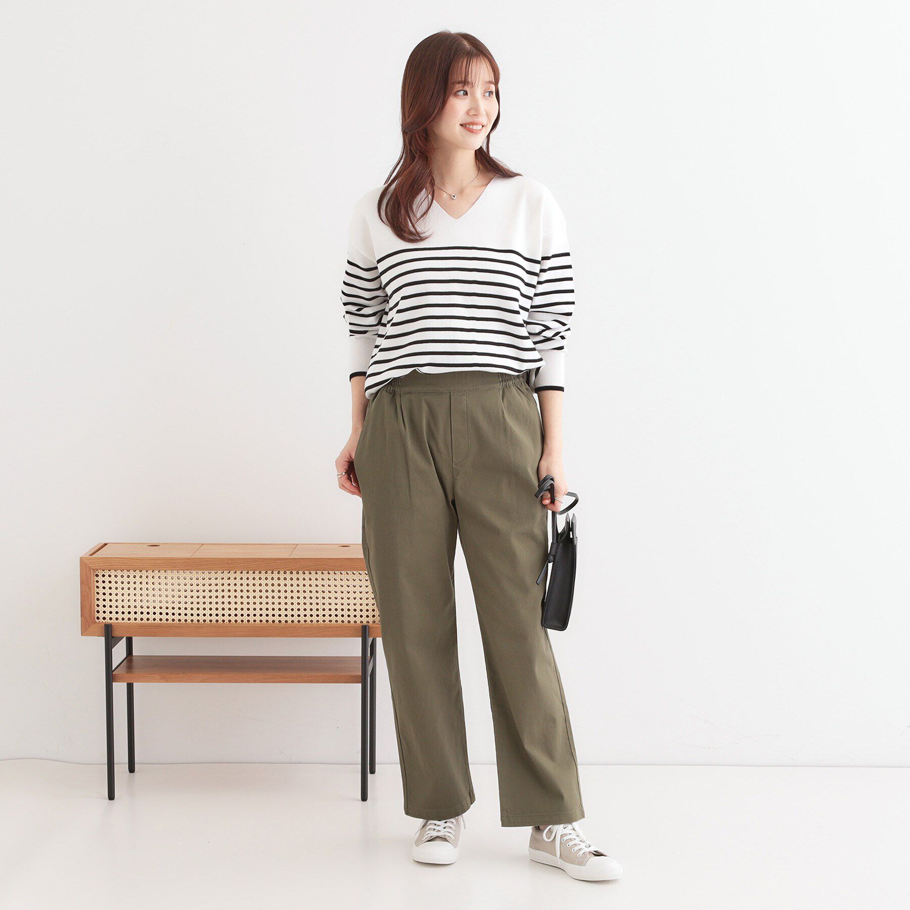 SHOO･LA･RUE「【洗える/S-3L】ストレッチで楽な穿き心地 綿イージーストレートパンツ」|その他|