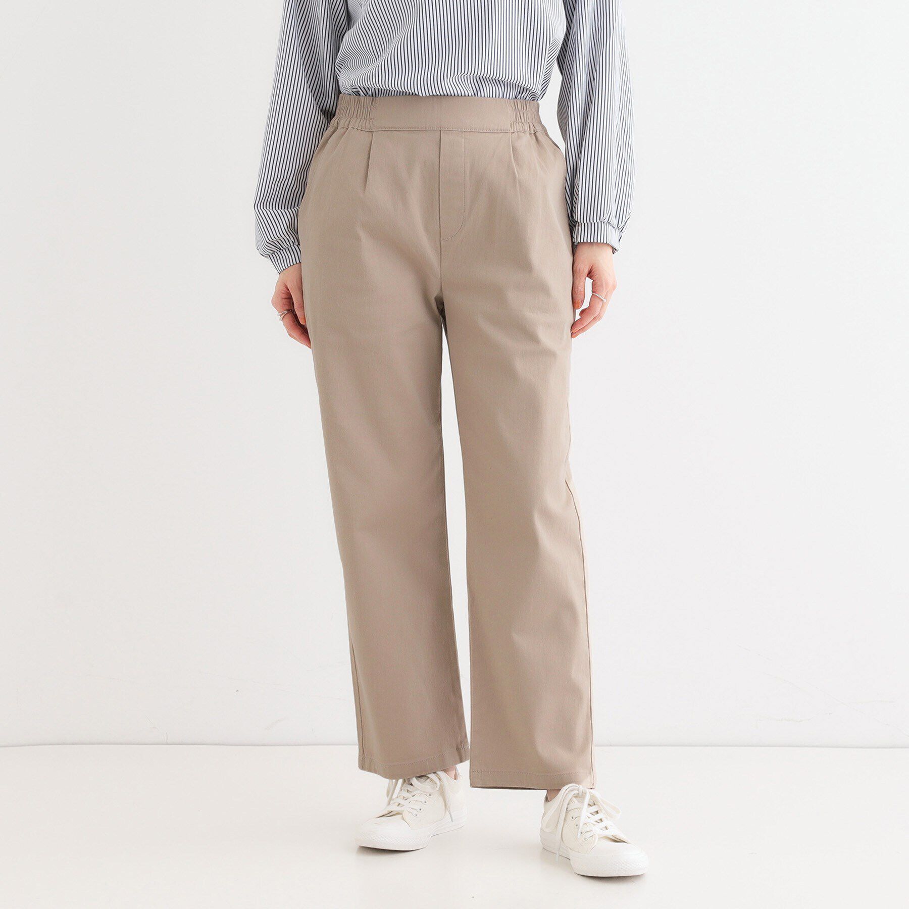 SHOO･LA･RUE「【洗える/S-3L】ストレッチで楽な穿き心地 綿イージーストレートパンツ」|その他|