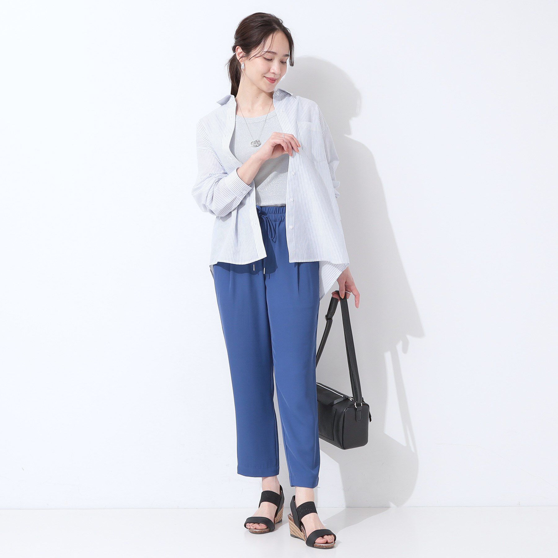 SHOO･LA･RUE「【洗える/S-LL/UV/吸水速乾】洗濯後しわになりにくいリネンブレンドシャツ」|シャツ・ブラウス|