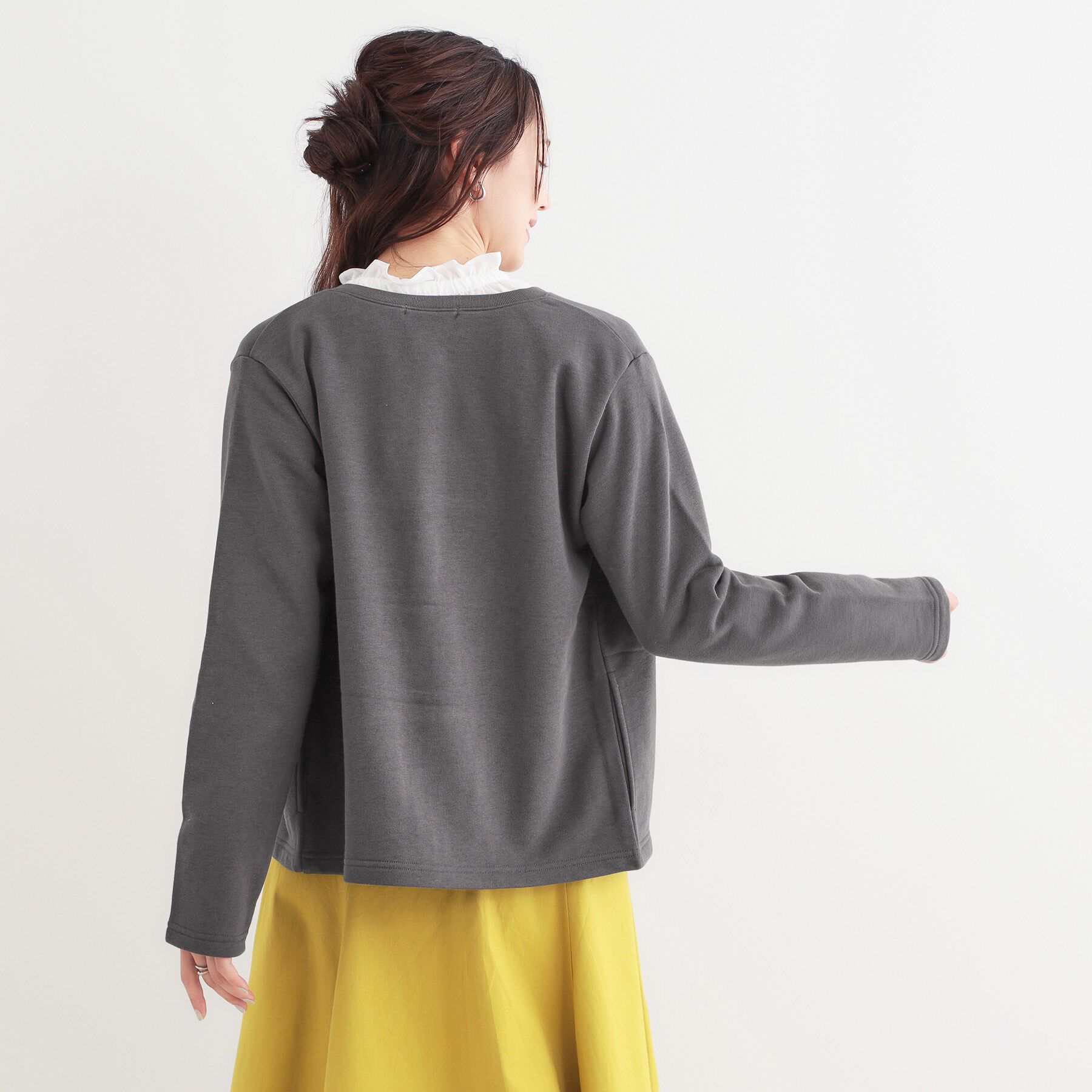 SHOO･LA･RUE「【洗える/S-LL】大人カジュアルコーデに ミニ裏毛スナップカーディガン」|カーディガン|