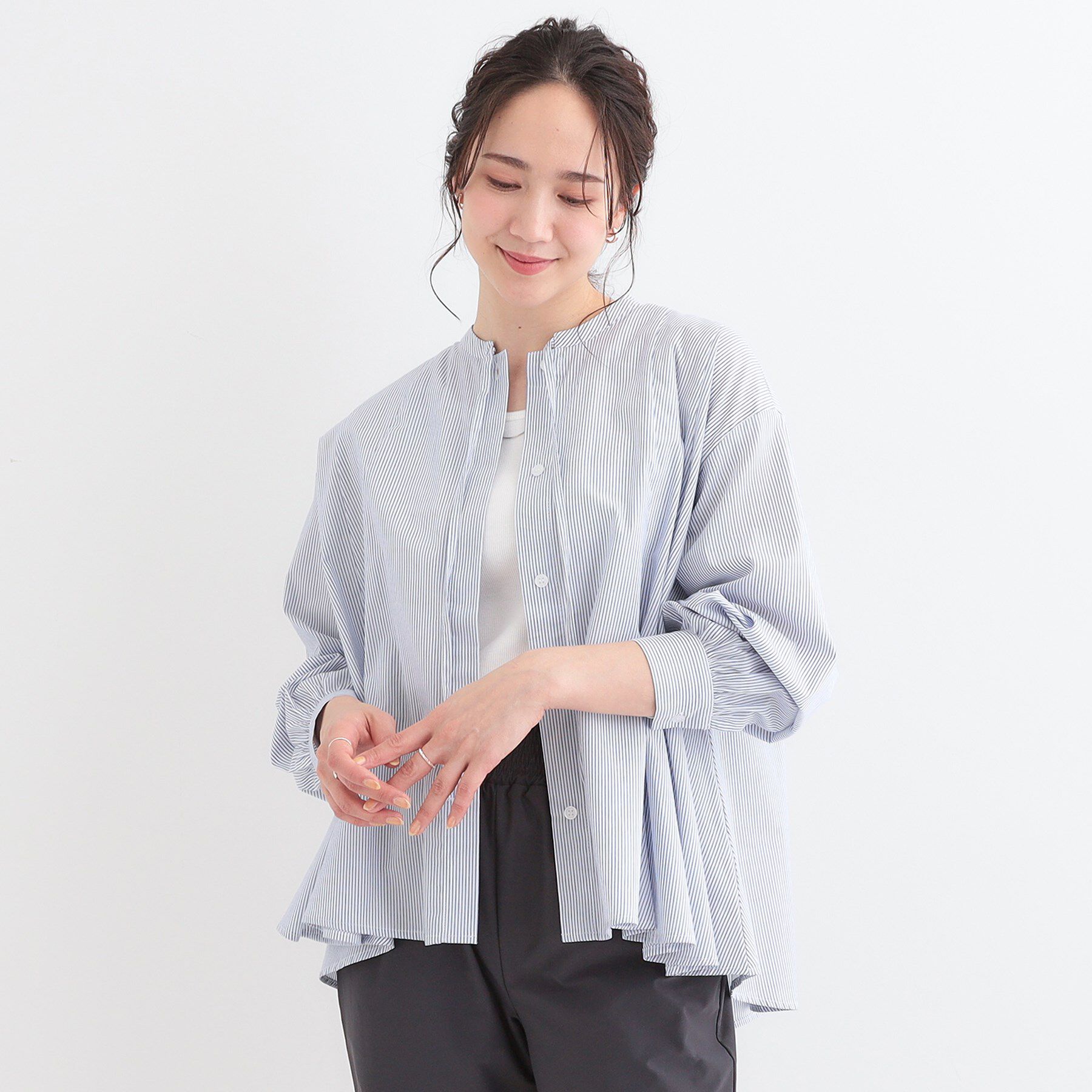 SHOO･LA･RUE「【洗える/体型カバー】フレアリボンブラウス」|シャツ・ブラウス|