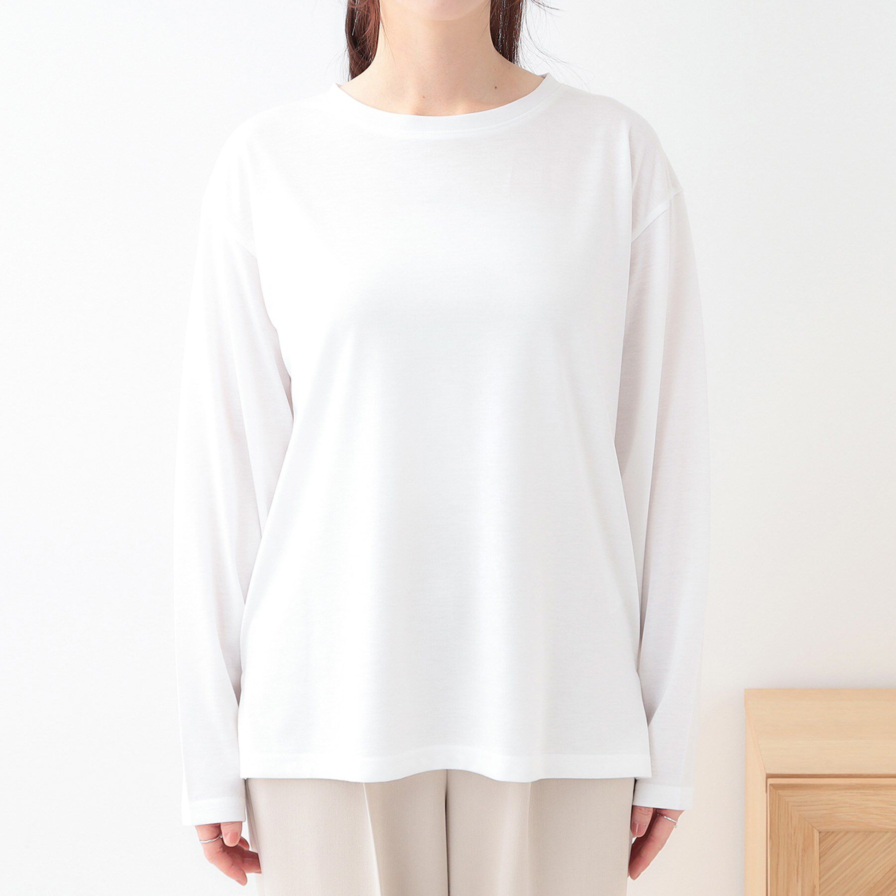 SHOO･LA･RUE「【S-LL/2枚セット】シアー感も楽しめる 光沢カノコ編み配色ニット+ロンT」|ニット・セーター|