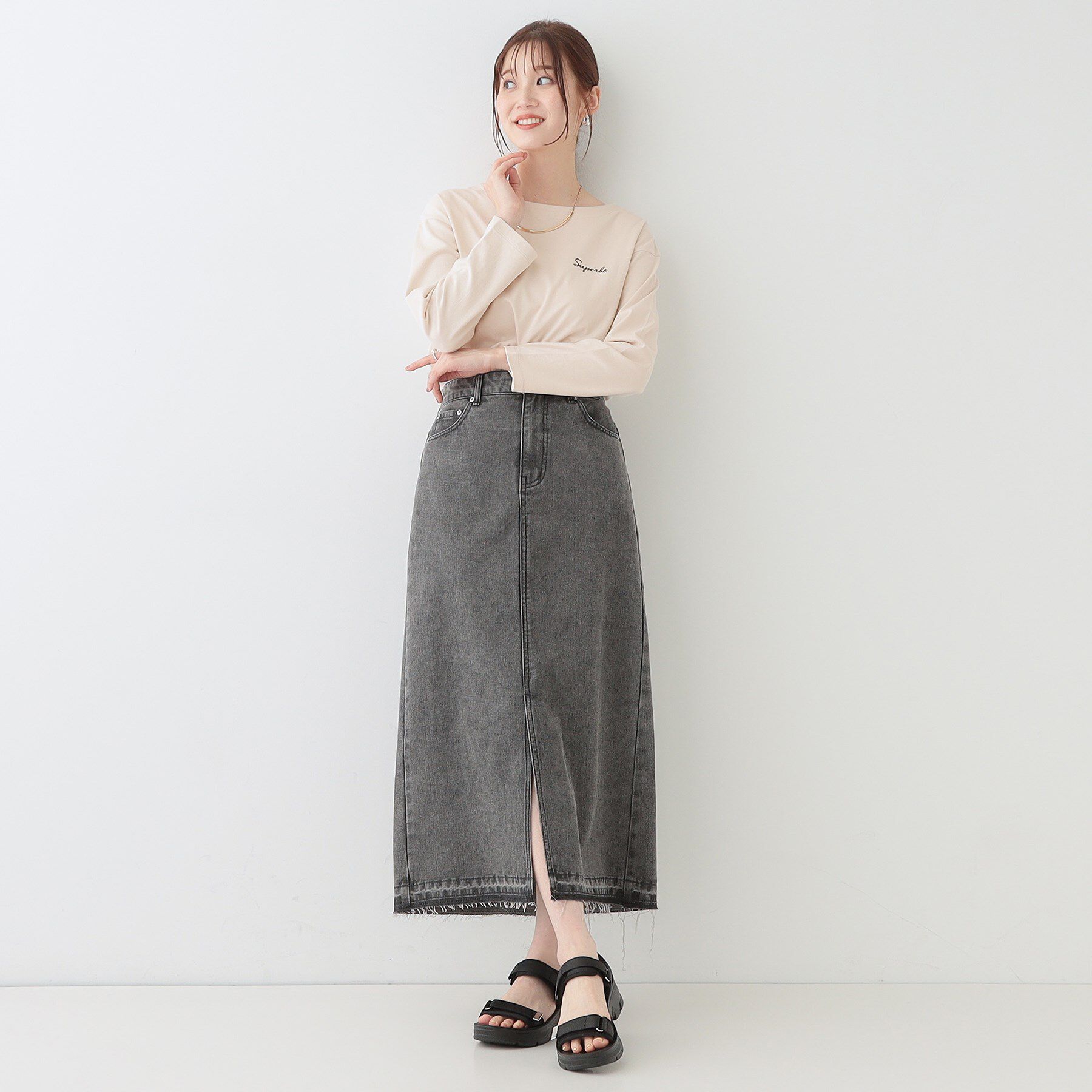 SHOO･LA･RUE「【洗える/S-LL】シンプルだから着回ししやすい コットンアソートロンT」|Tシャツ・カットソー|