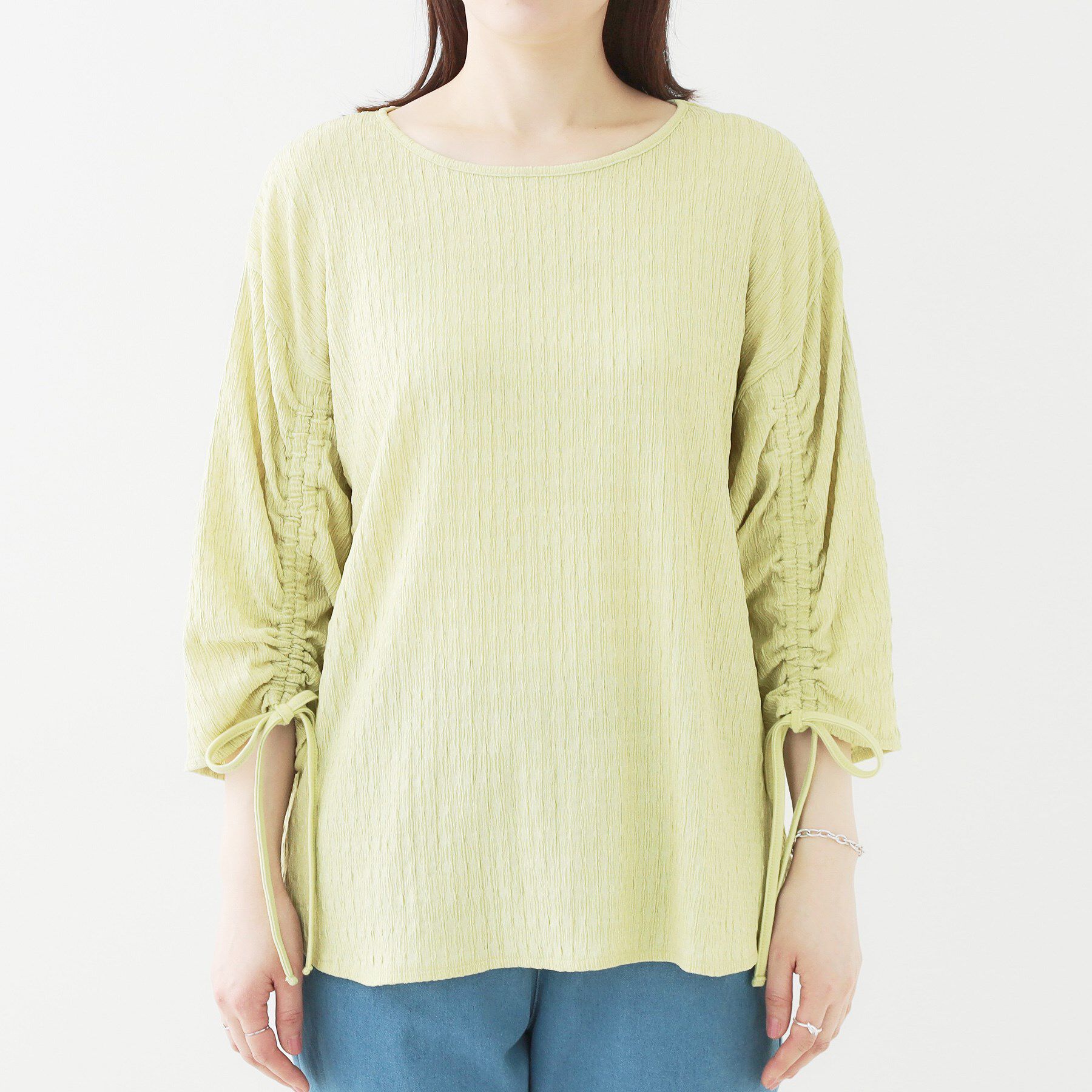 SHOO･LA･RUE「【洗える/S-LL】お袖シャーリングトップス」|シャツ・ブラウス|