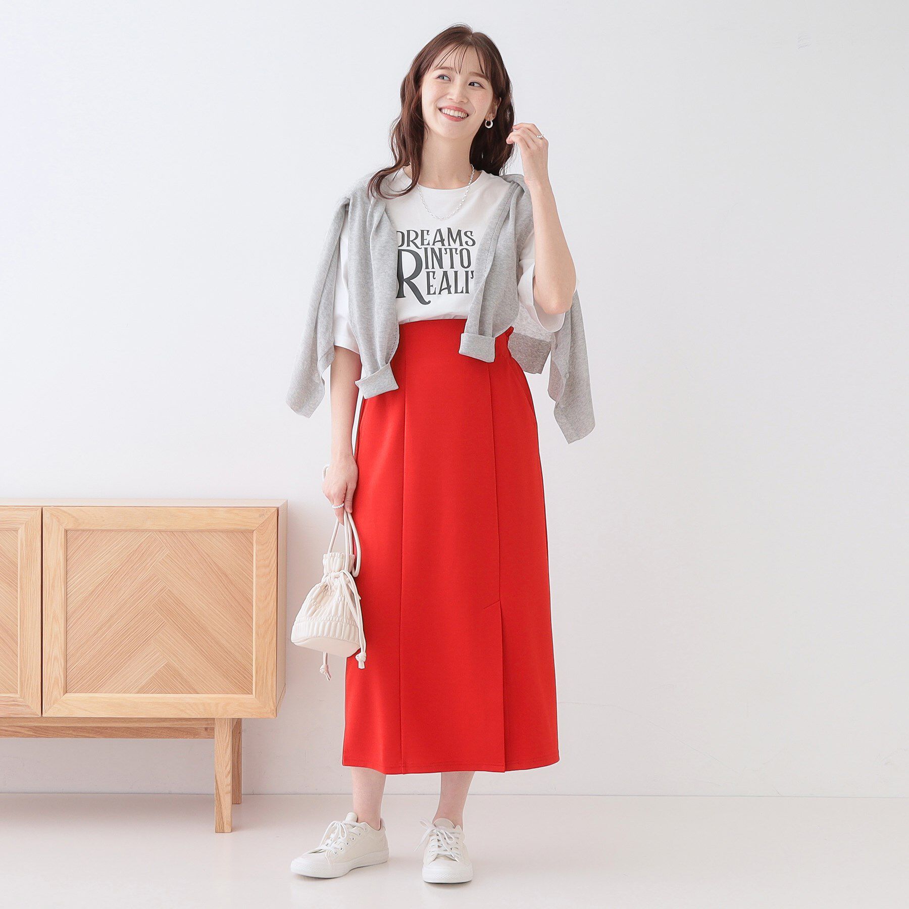 SHOO･LA･RUE「【洗える】洗濯後しわになりにくい カットジョーゼット ナロースカート」|スカート|