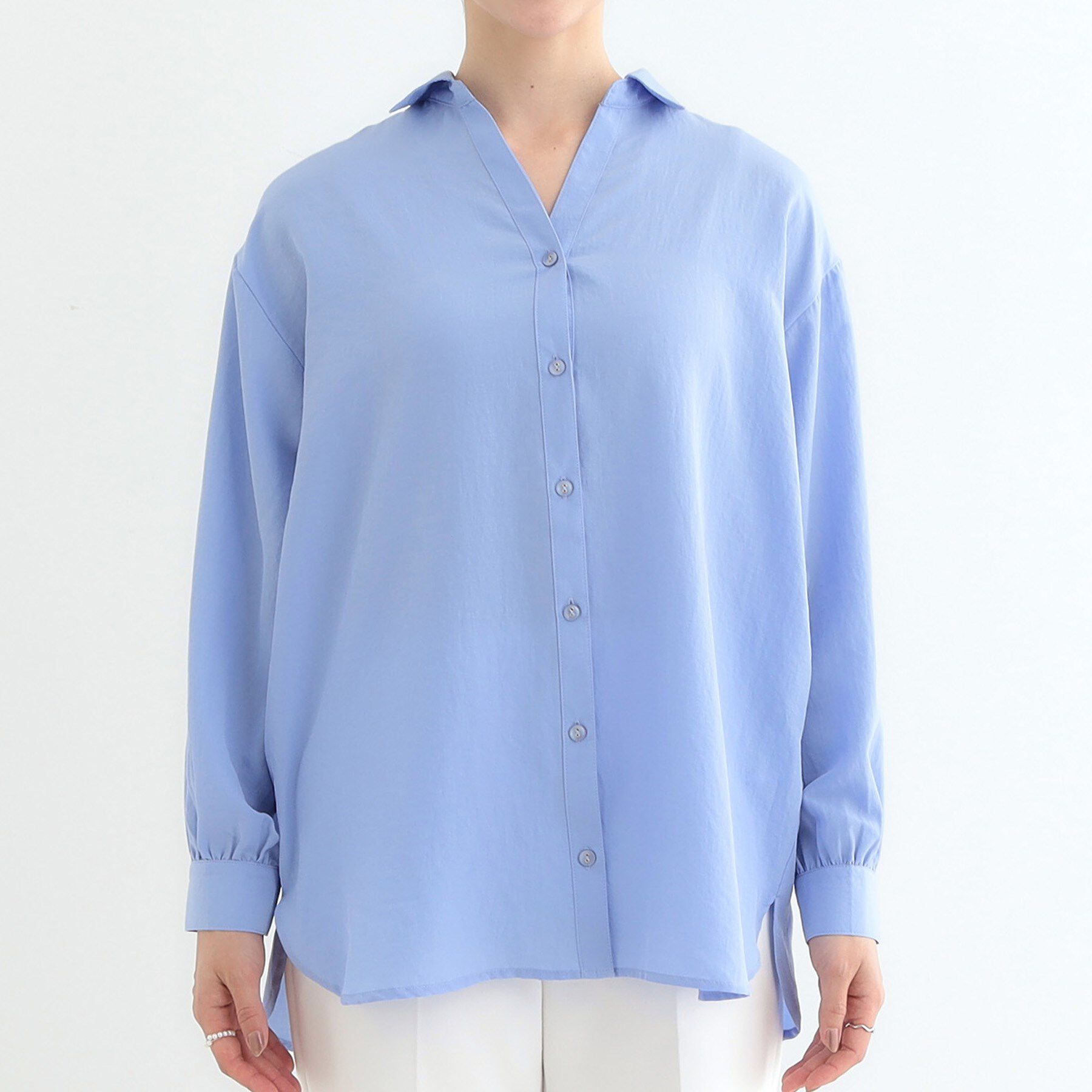 SHOO･LA･RUE「【S-LL】後ろ姿も抜かりなく バックレースアップシャツ」|シャツ・ブラウス|