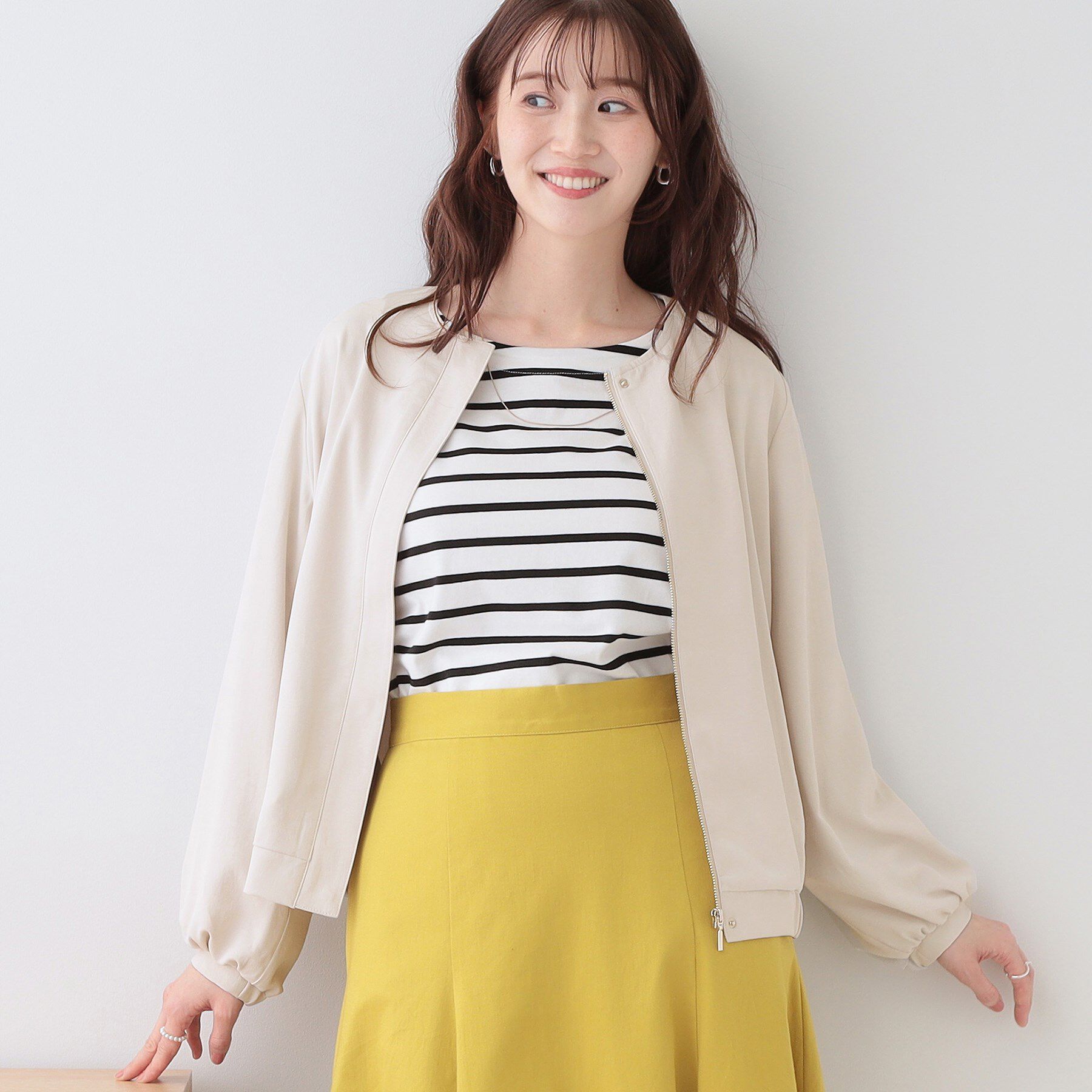 SHOO･LA･RUE「さらっと羽織れる ノーカラーブルゾン」|ブルゾン・スタジャン|ライトベージュ(05